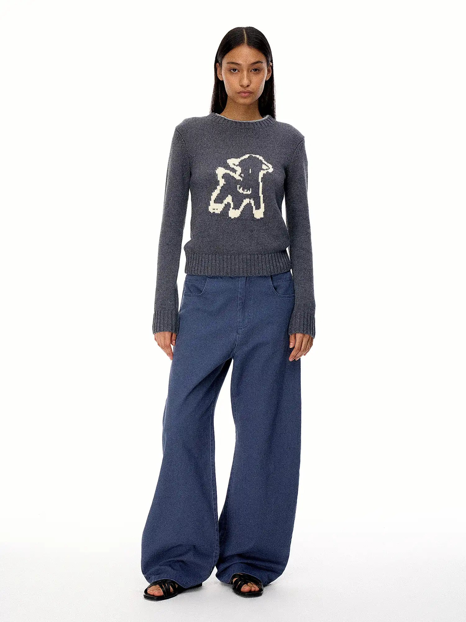 FirstFloor Retro Animal Jacquard Short Sweater | Canton Collective