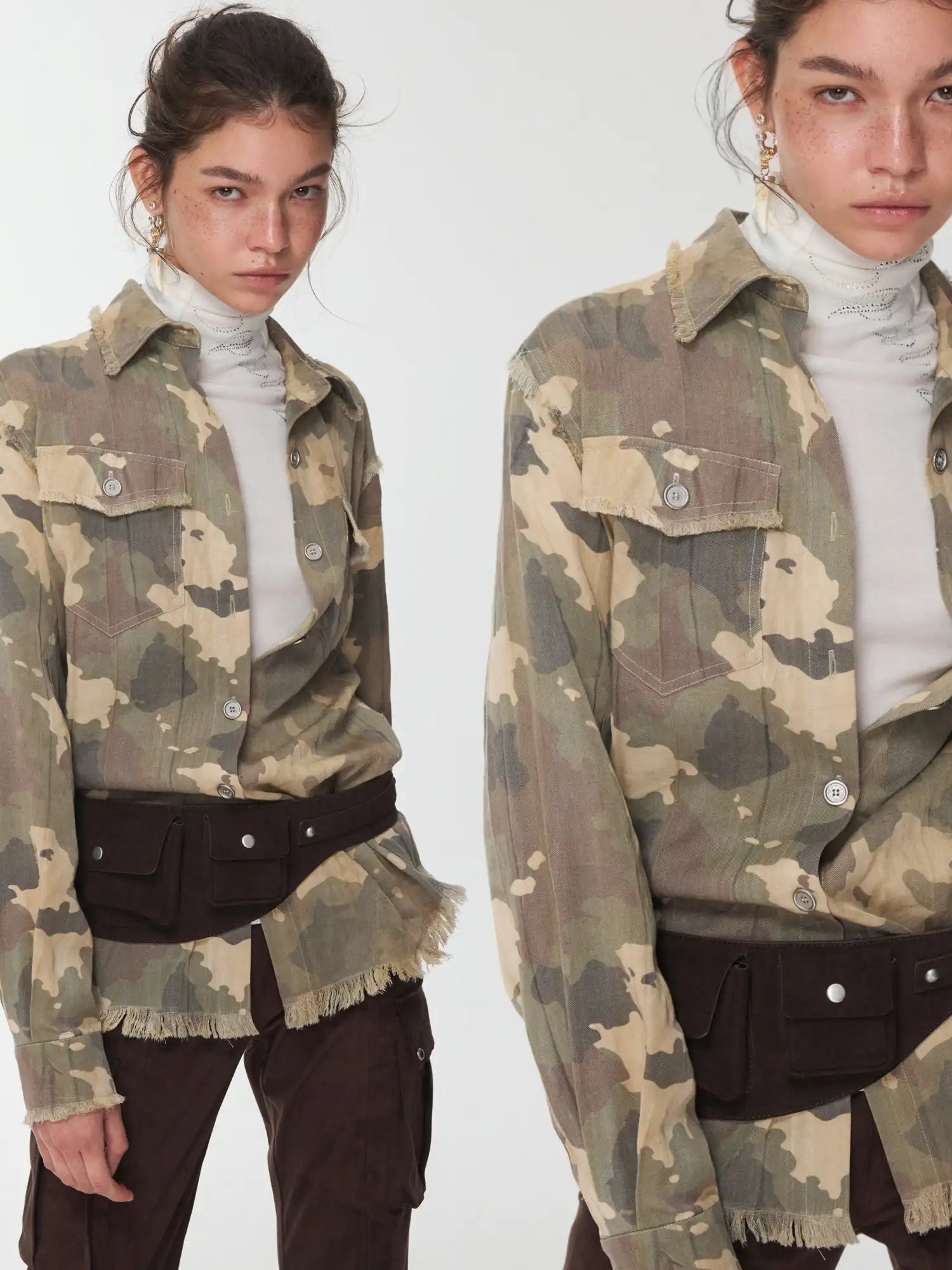 1Jinn Studio Retro Camouflage Frayed Shirt | Canton Collective