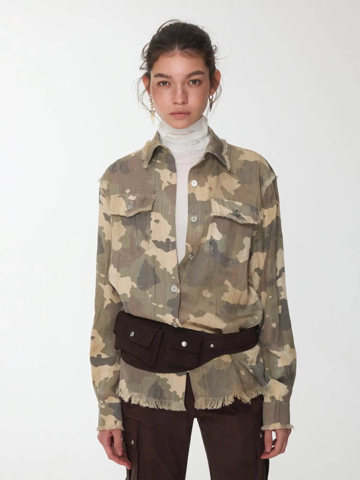 1Jinn Studio Retro Camouflage Frayed Shirt | Canton Collective