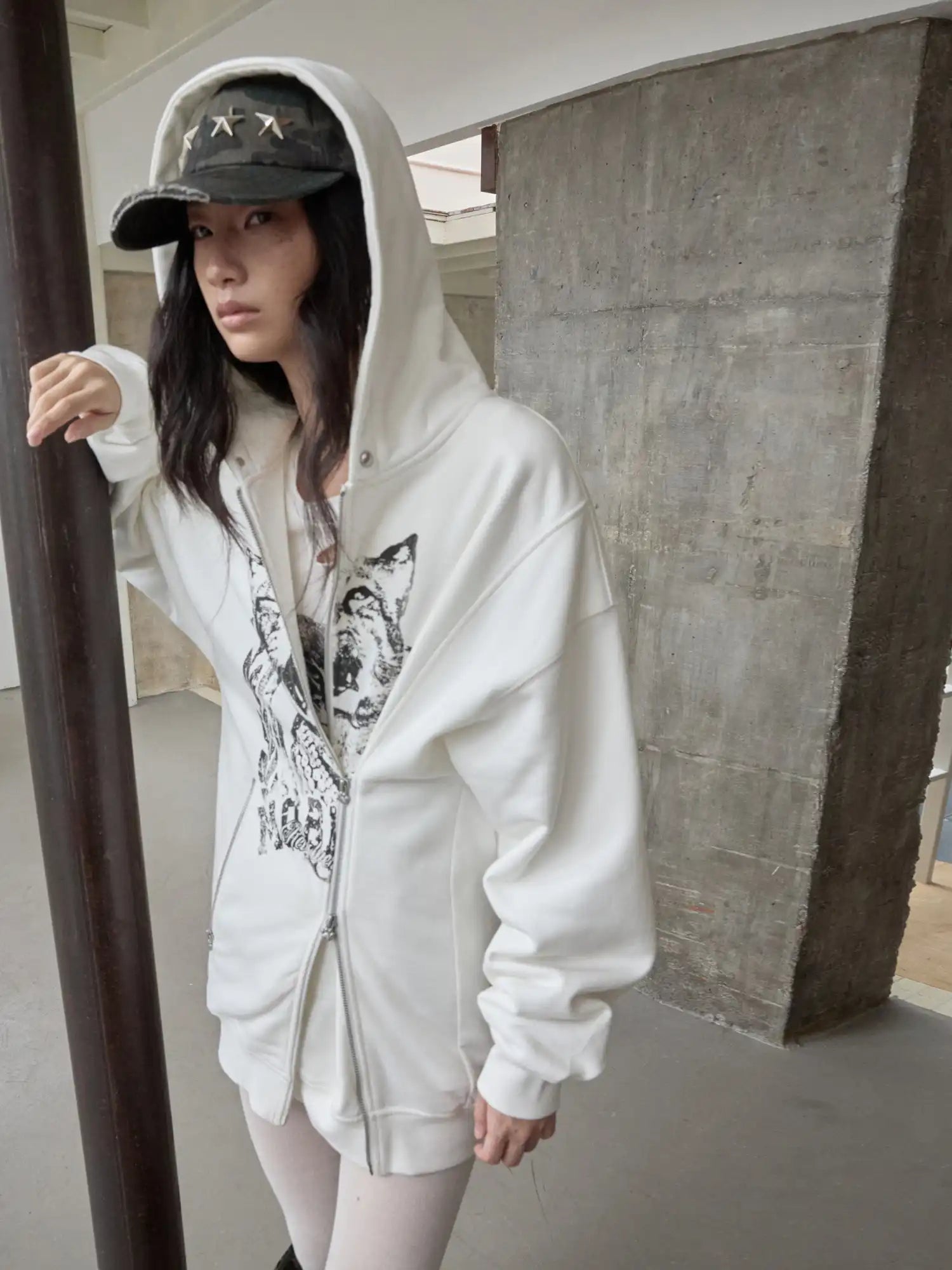 Retro Kitten Sweatshirt Jacket