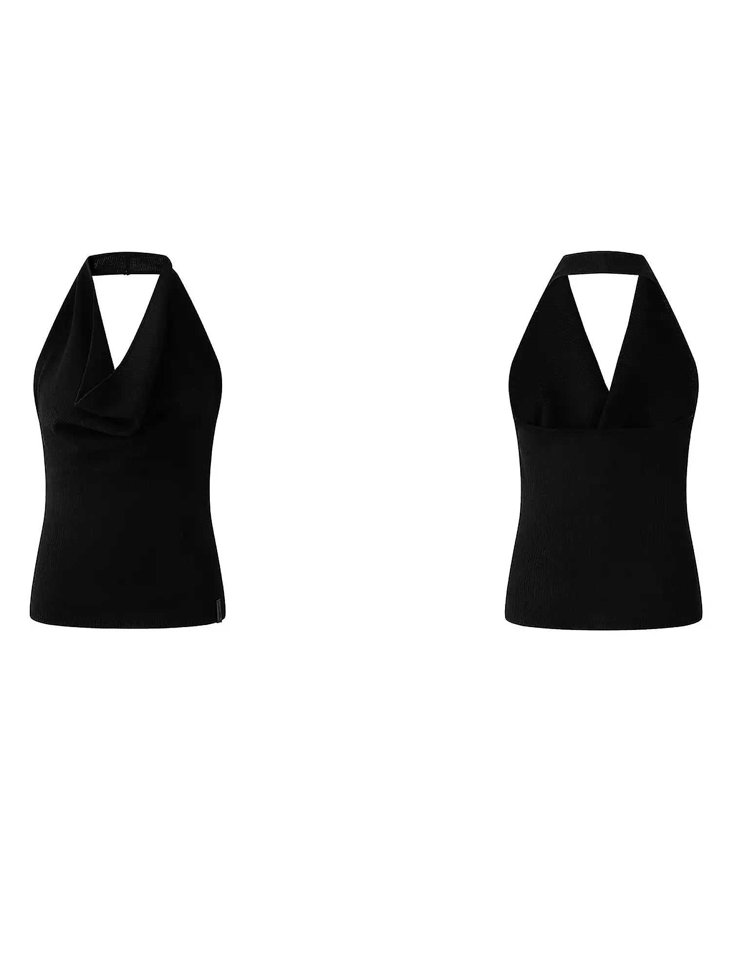 FirstFloor Retro Linen-Touch Cowl Neck Halter Top | Canton Collective