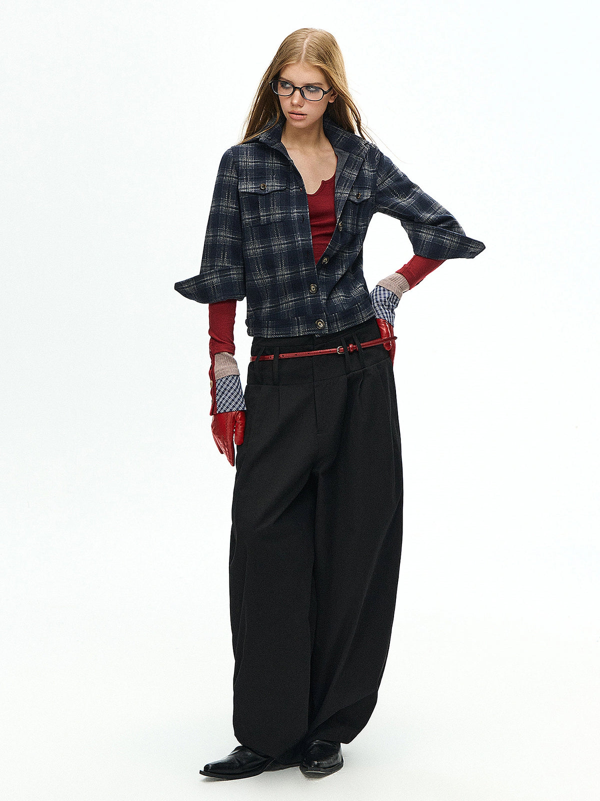 Deleteex Retro Plaid Flannel Cropped Shirt | Canton Collective