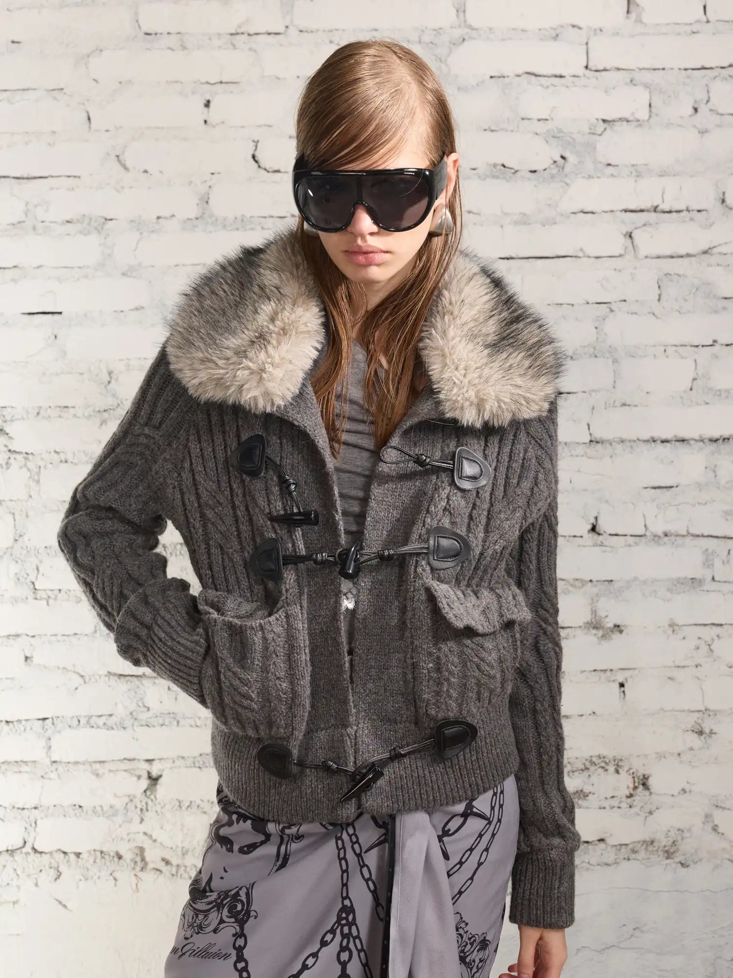 2th Desire Retro Wool Cable Cardigan With Collar | Canton Collective