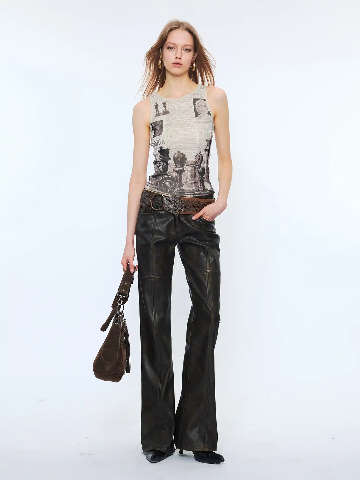 2th Desire Reversible Newsprint Cami Top With Edgy Deconstructed Aesthetic | Canton Collective