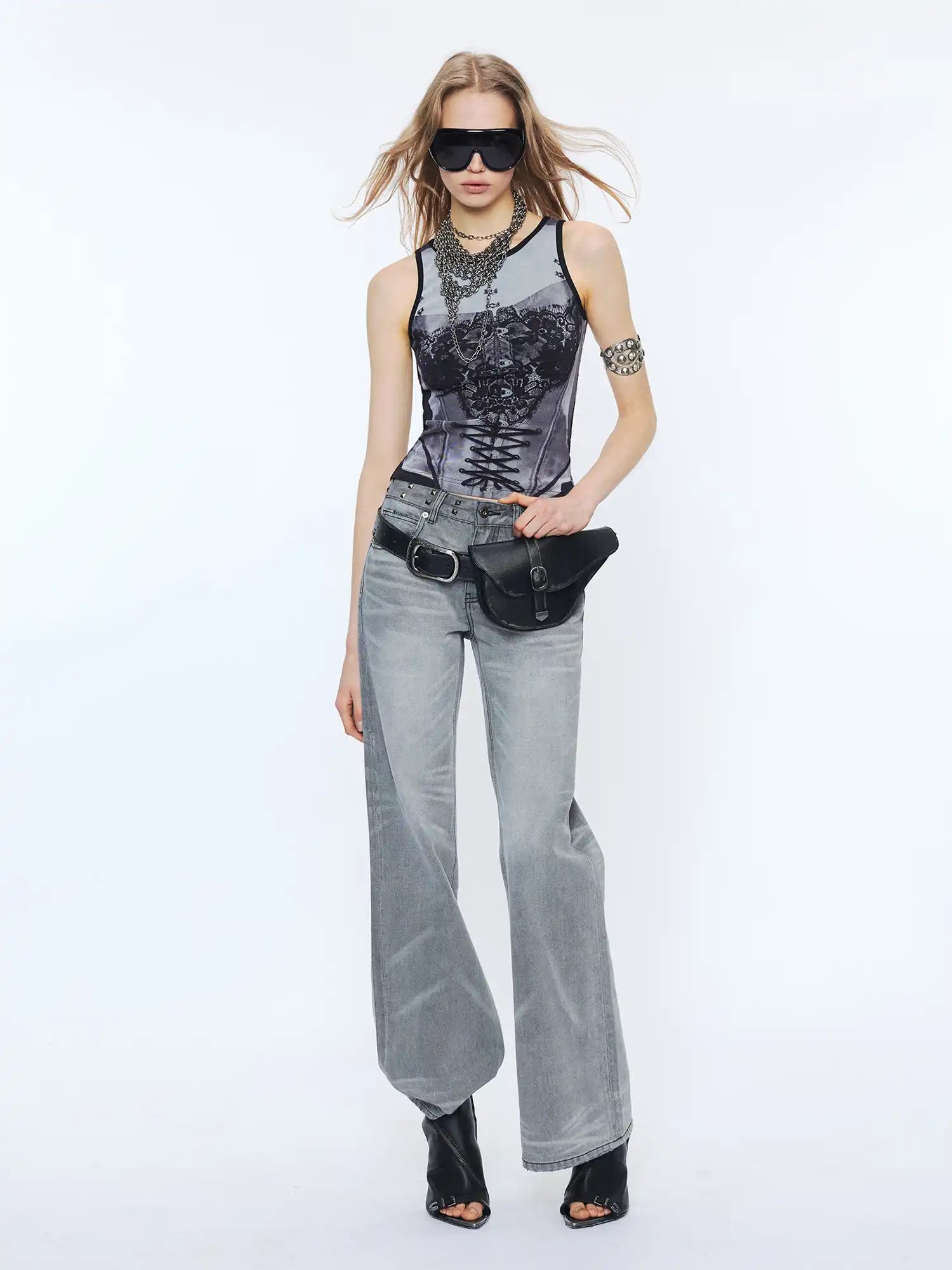 2th Desire Reversible Newsprint Cami Top With Edgy Deconstructed Aesthetic | Canton Collective