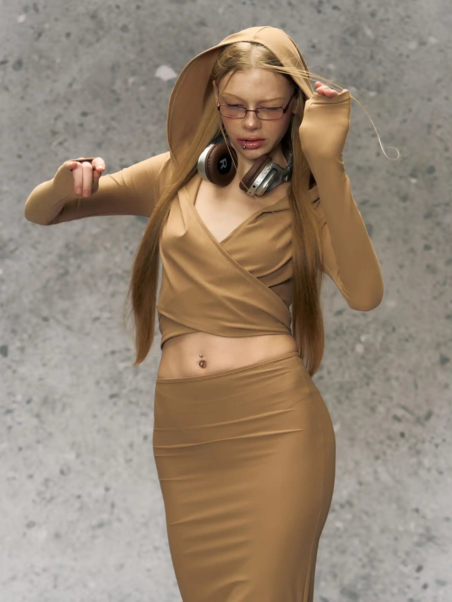 Deleteex Rhinestone Cross Strap Hoodie Top | Canton Collective