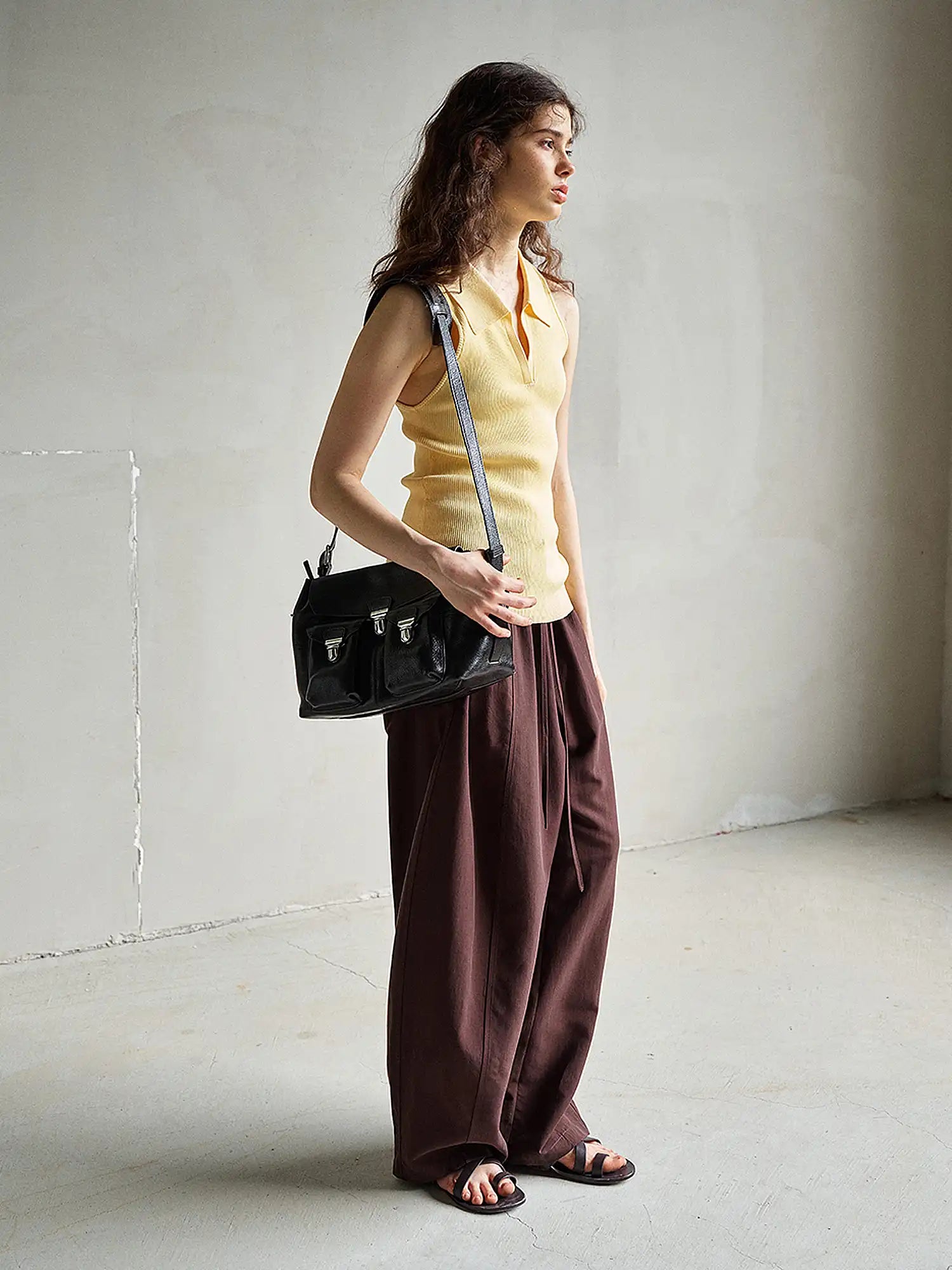 CantonCollective Design Ribbed Knit Polo Collar Tank Top | Canton Collective