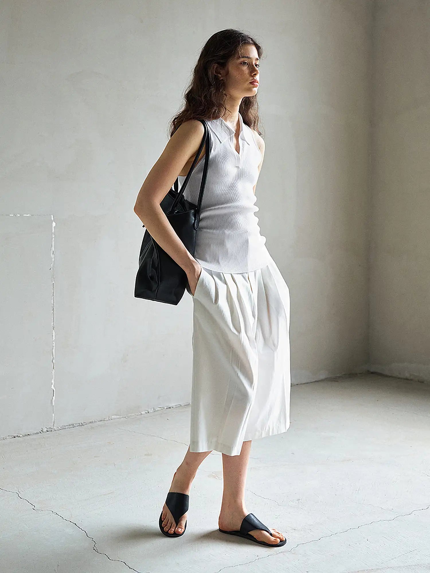 CantonCollective Design Ribbed Knit Polo Collar Tank Top | Canton Collective