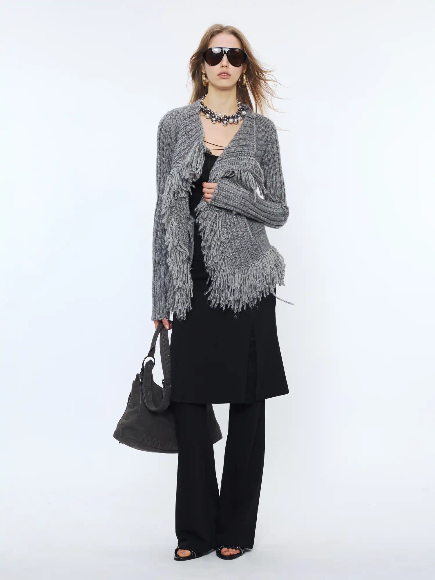 2th Desire Ribbed Tassel Lapel Sweater Cardigan | Canton Collective