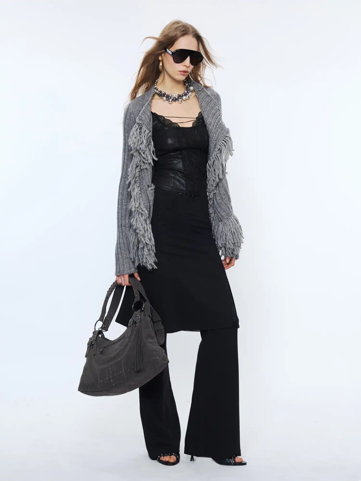 2th Desire Ribbed Tassel Lapel Sweater Cardigan | Canton Collective