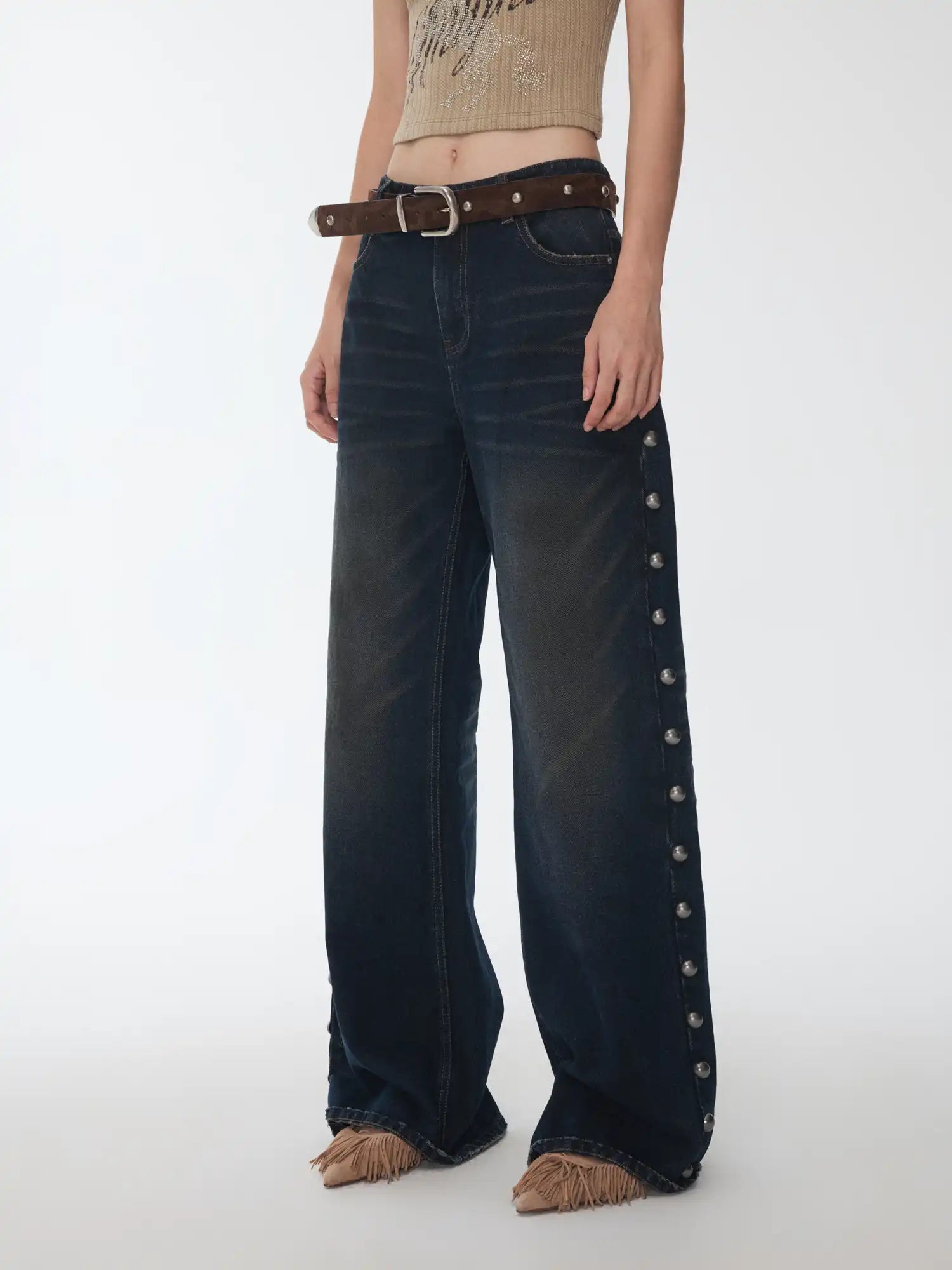 Rock Stud Straight Denim