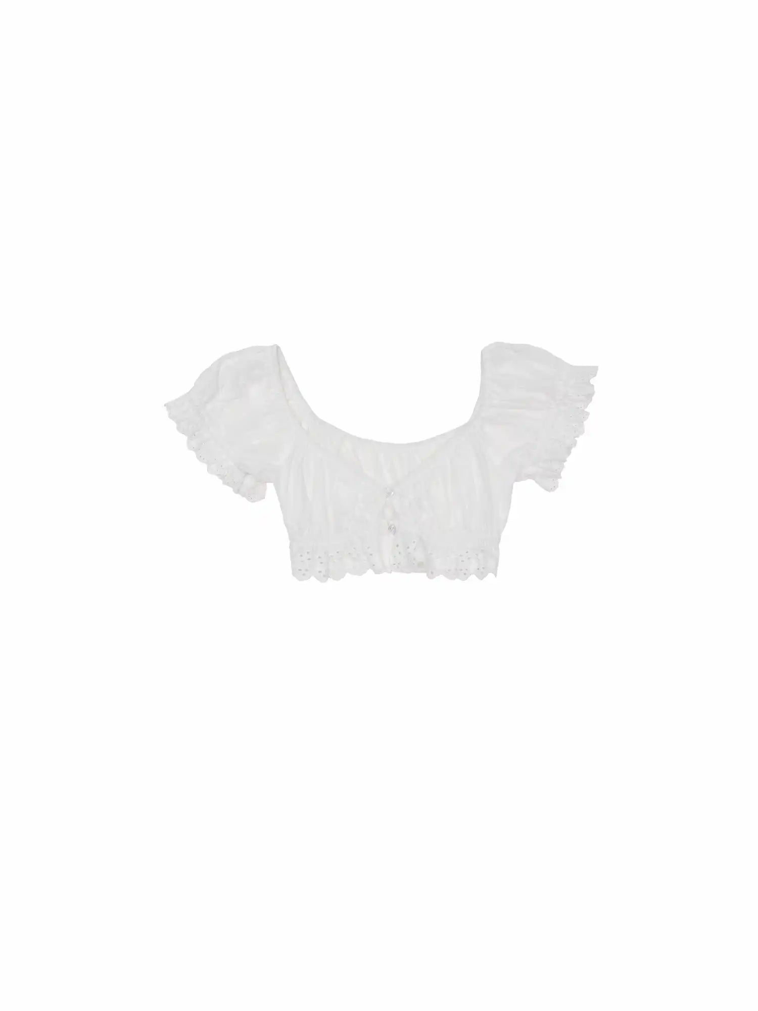1Jinn Studio Rose Jacquard Puff Sleeve Crop Top | Canton Collective