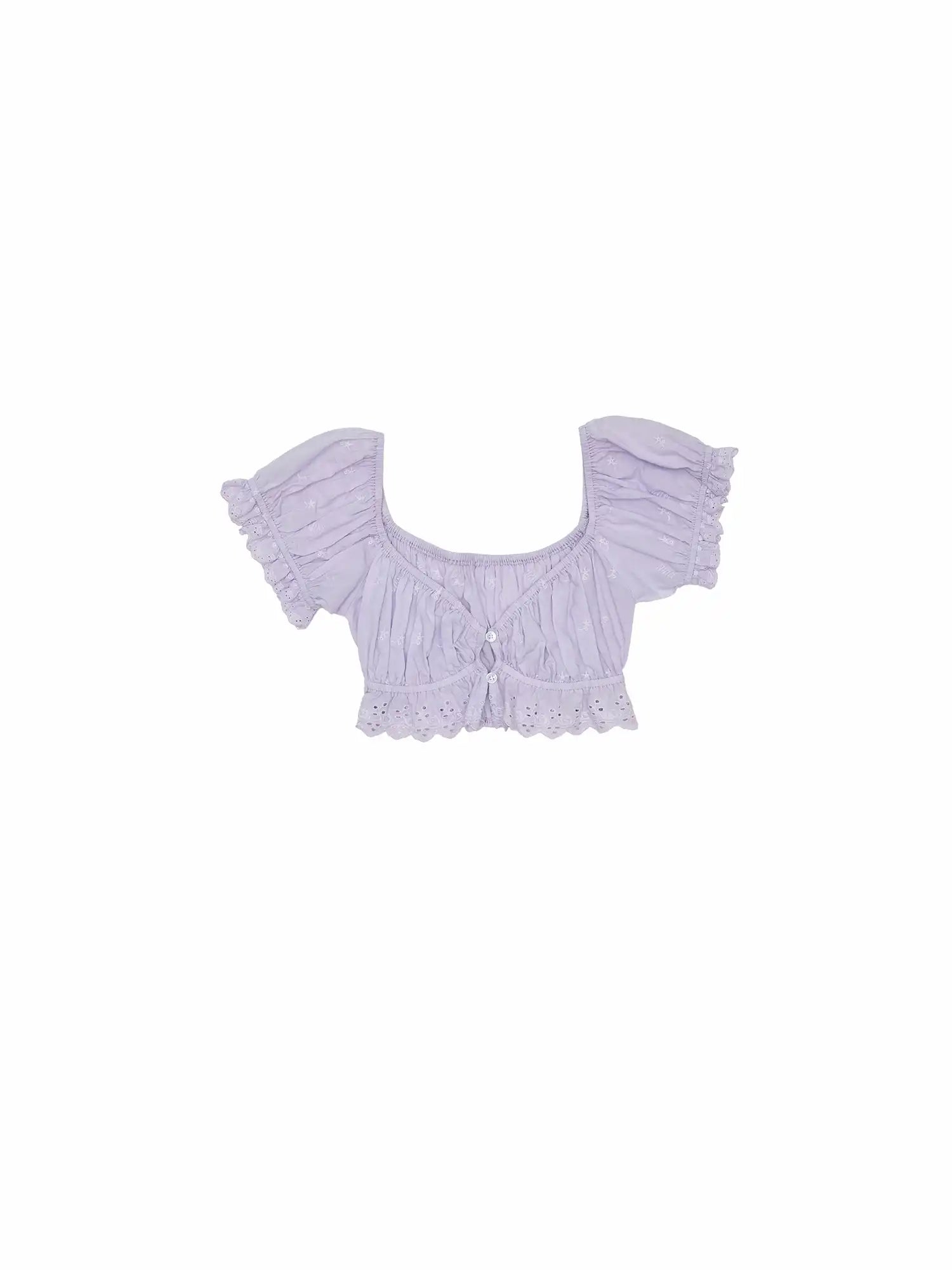 1Jinn Studio Rose Jacquard Puff Sleeve Crop Top | Canton Collective