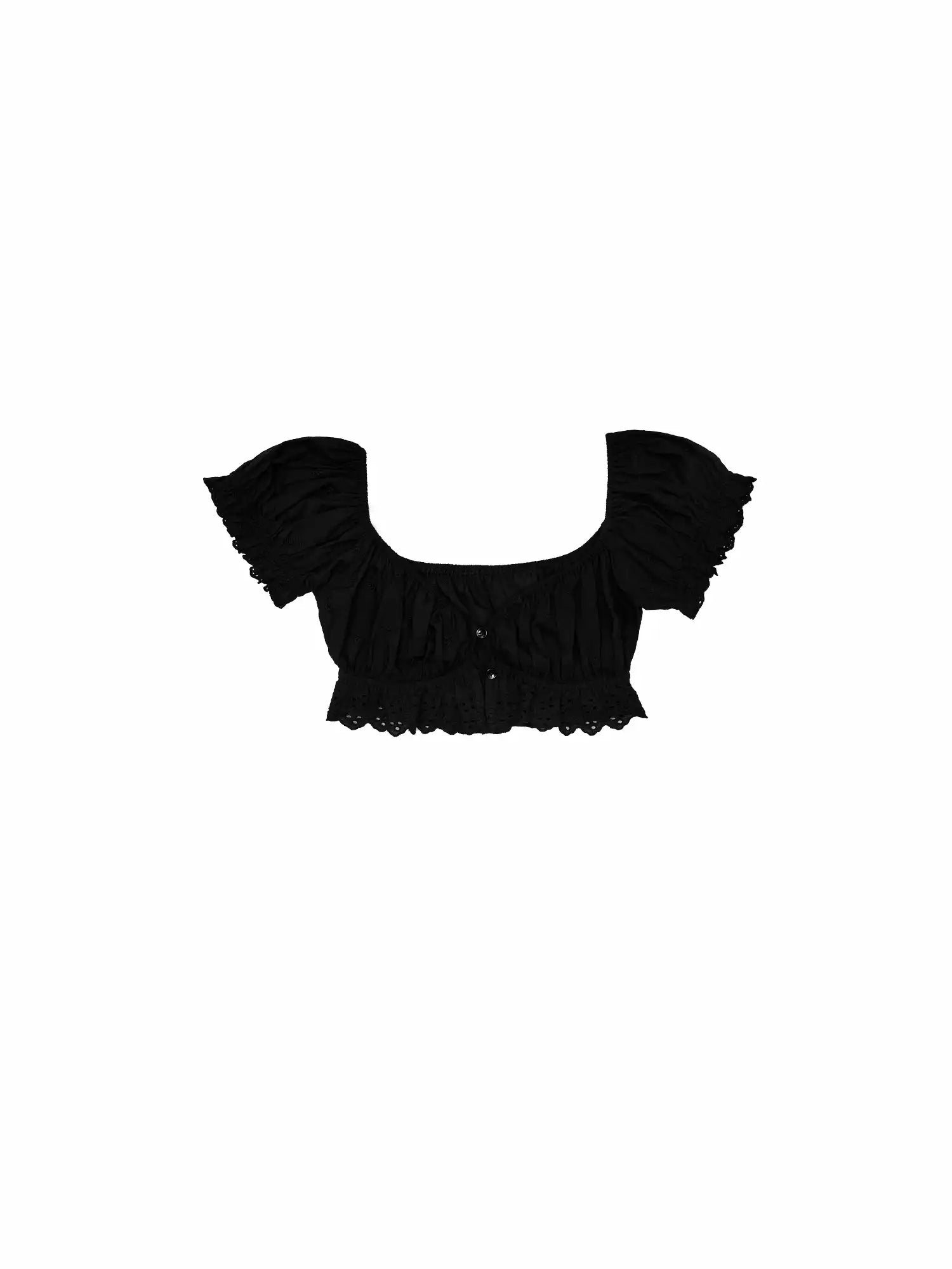 1Jinn Studio Rose Jacquard Puff Sleeve Crop Top | Canton Collective