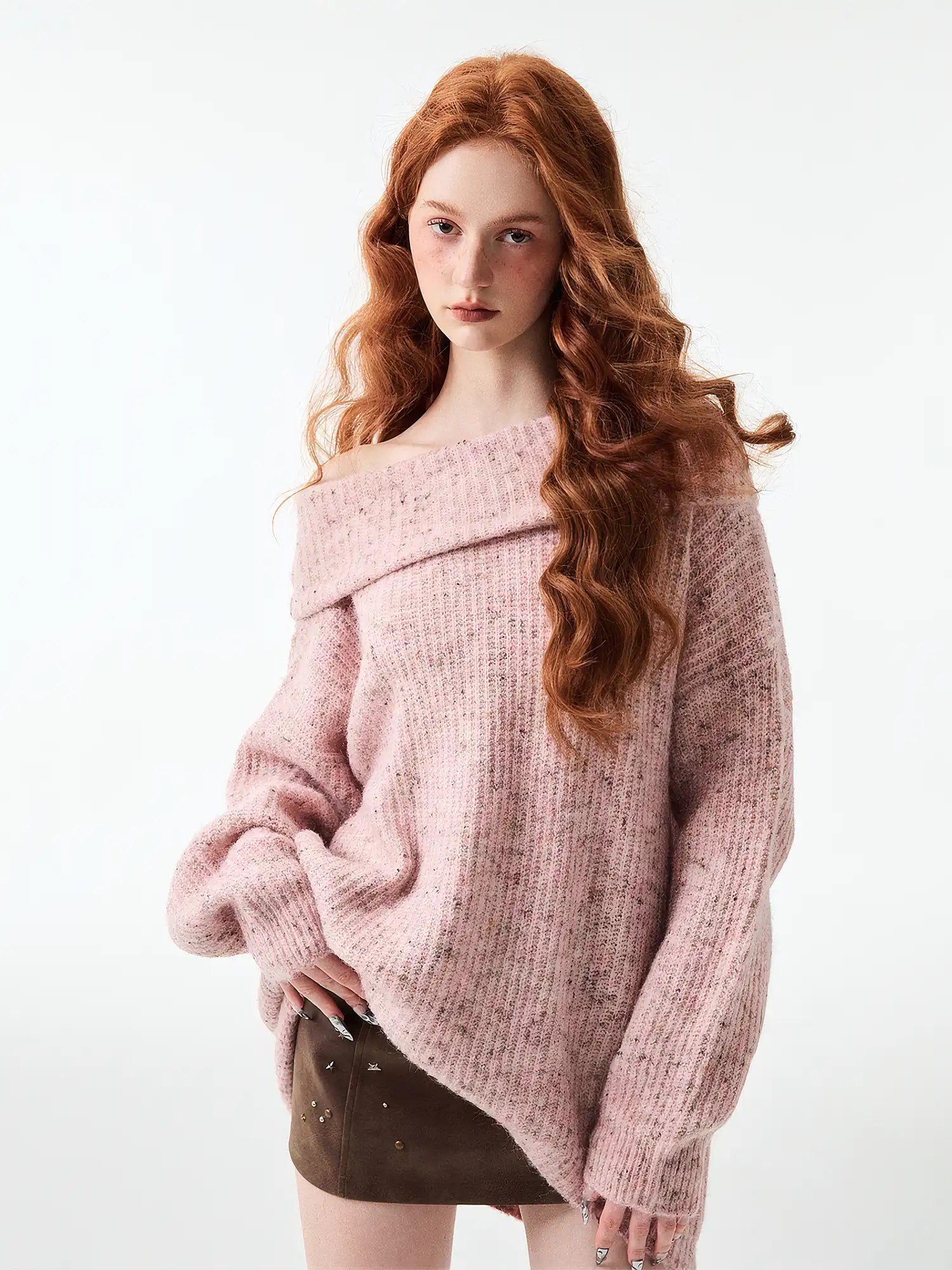 1Jinn Studio Rose Pink Shoulder Baring Sweater | Canton Collective
