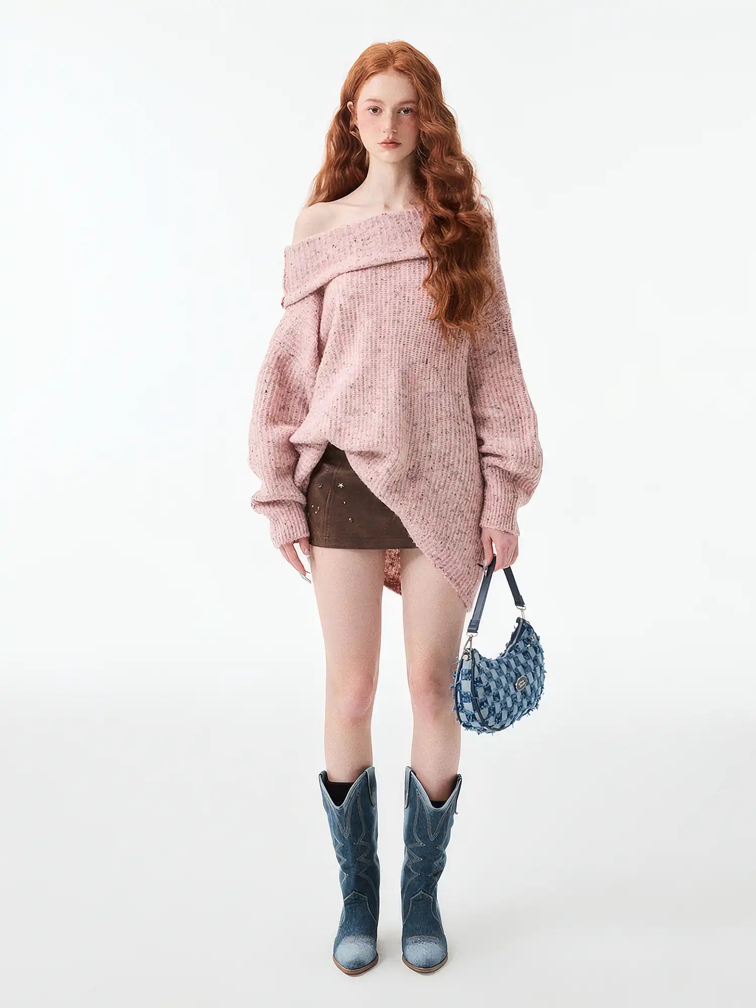 1Jinn Studio Rose Pink Shoulder Baring Sweater | Canton Collective
