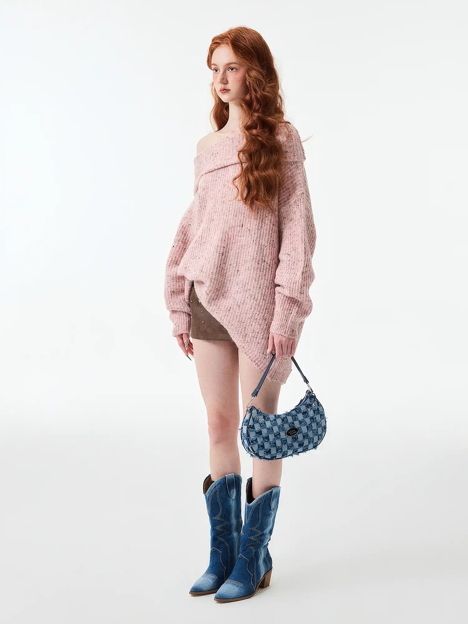 1Jinn Studio Rose Pink Shoulder Baring Sweater | Canton Collective
