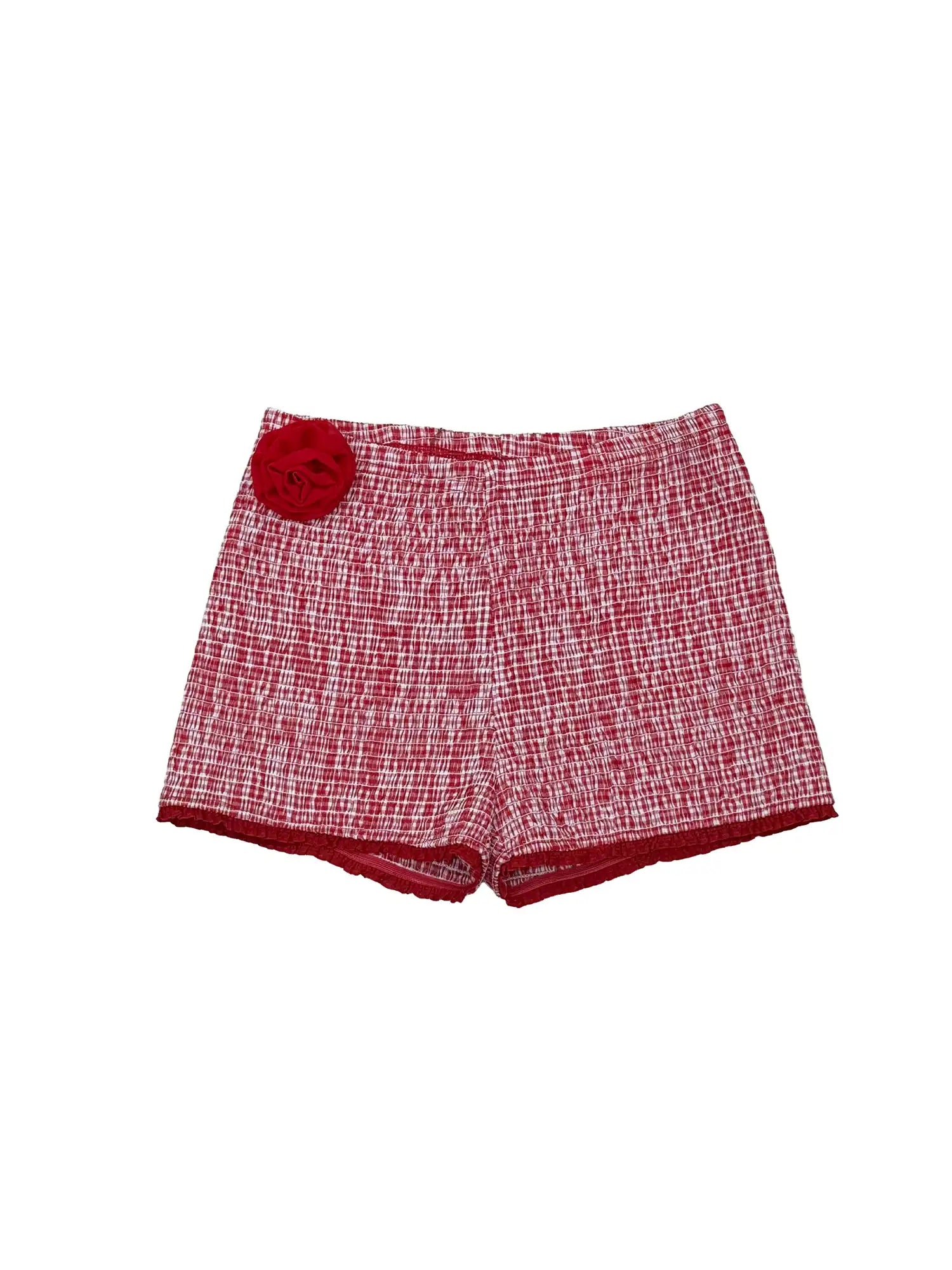 Deleteex Rosette Smocked Red Gingham Boxer Shorts | Canton Collective