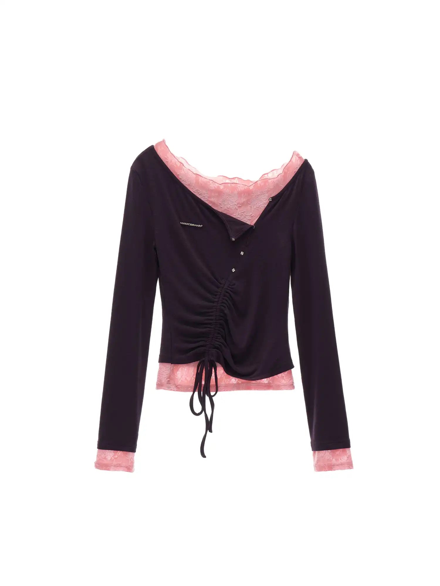MAMC Ruched Mock Layered Lace Top | Canton Collective