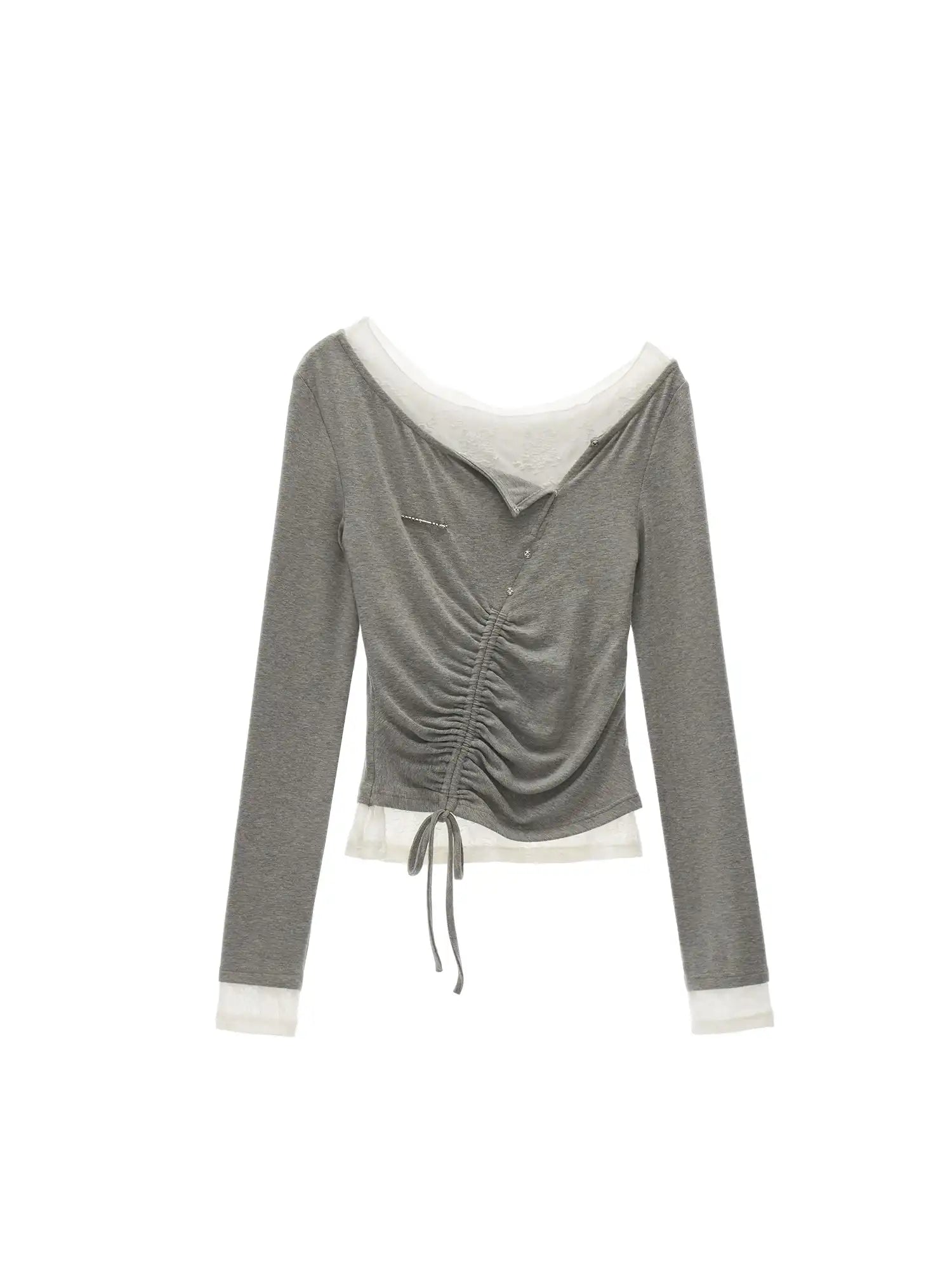 MAMC Ruched Mock Layered Lace Top | Canton Collective