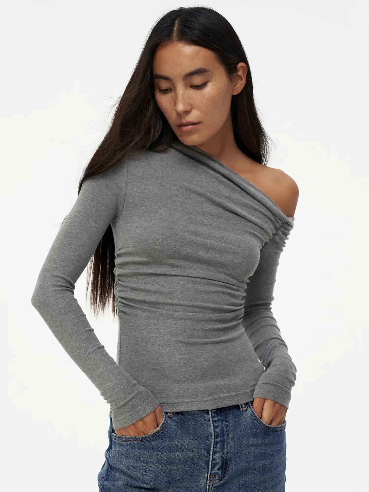 FirstFloor Ruched One-Shoulder Jersey Top | Canton Collective