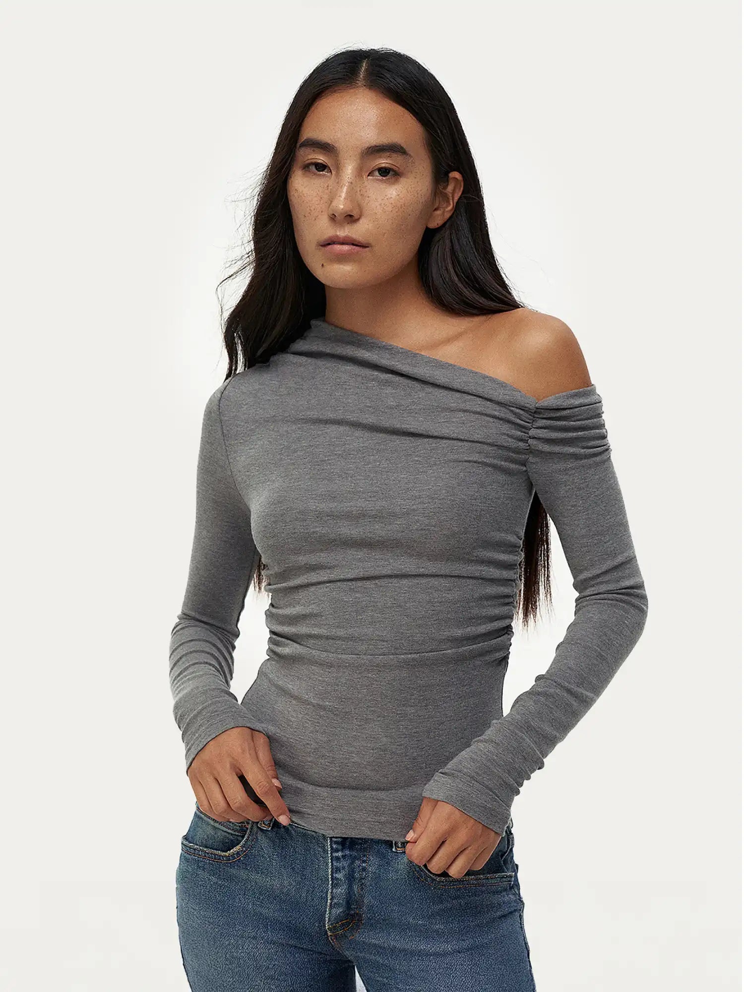 FirstFloor Ruched One-Shoulder Jersey Top | Canton Collective