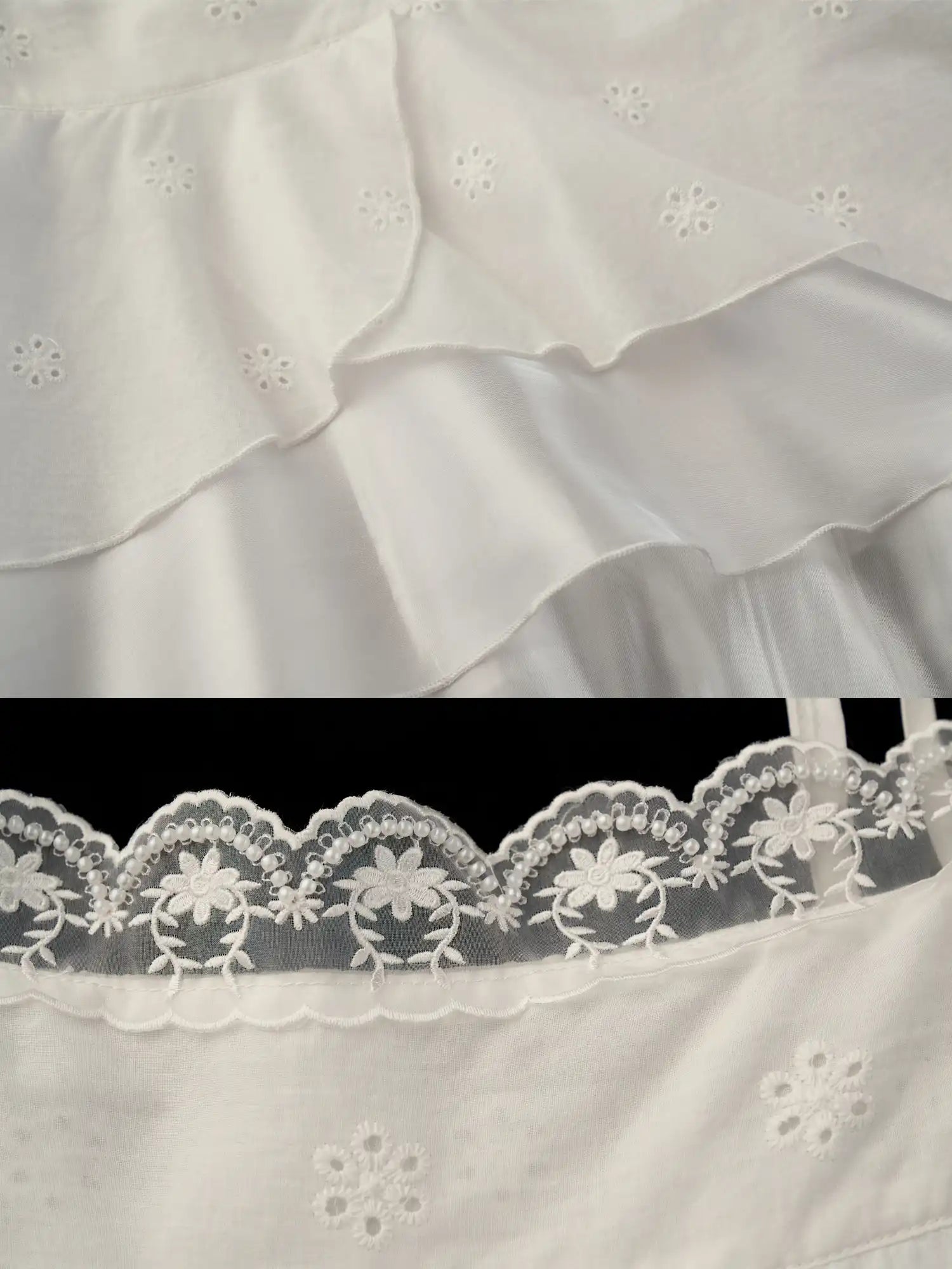 MAMC Ruffle Hem Eyelet Lace Tiered Top | Canton Collective