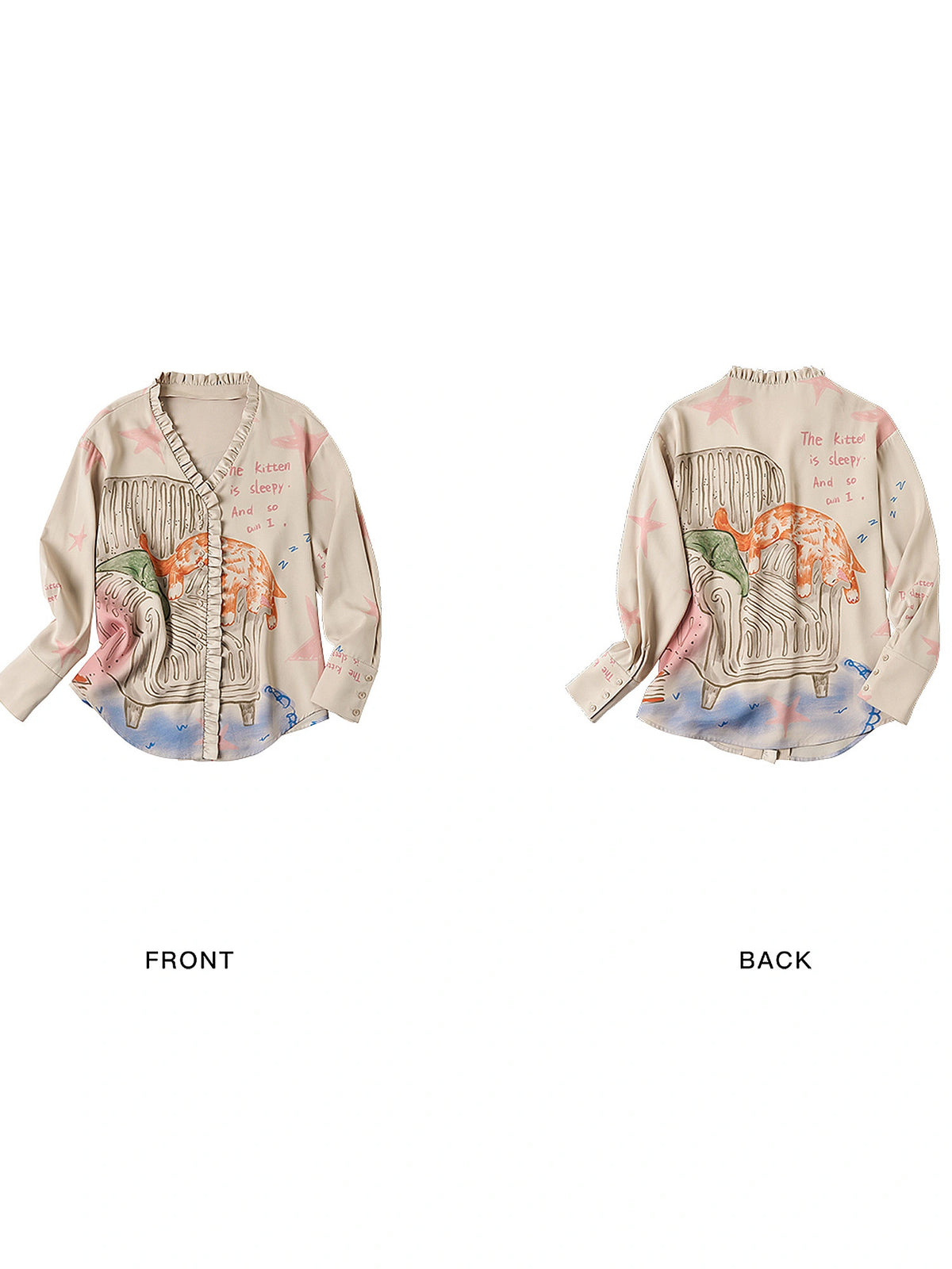 Outtheblue Ruffle Placket Drape Oversized Blouse | Canton Collective