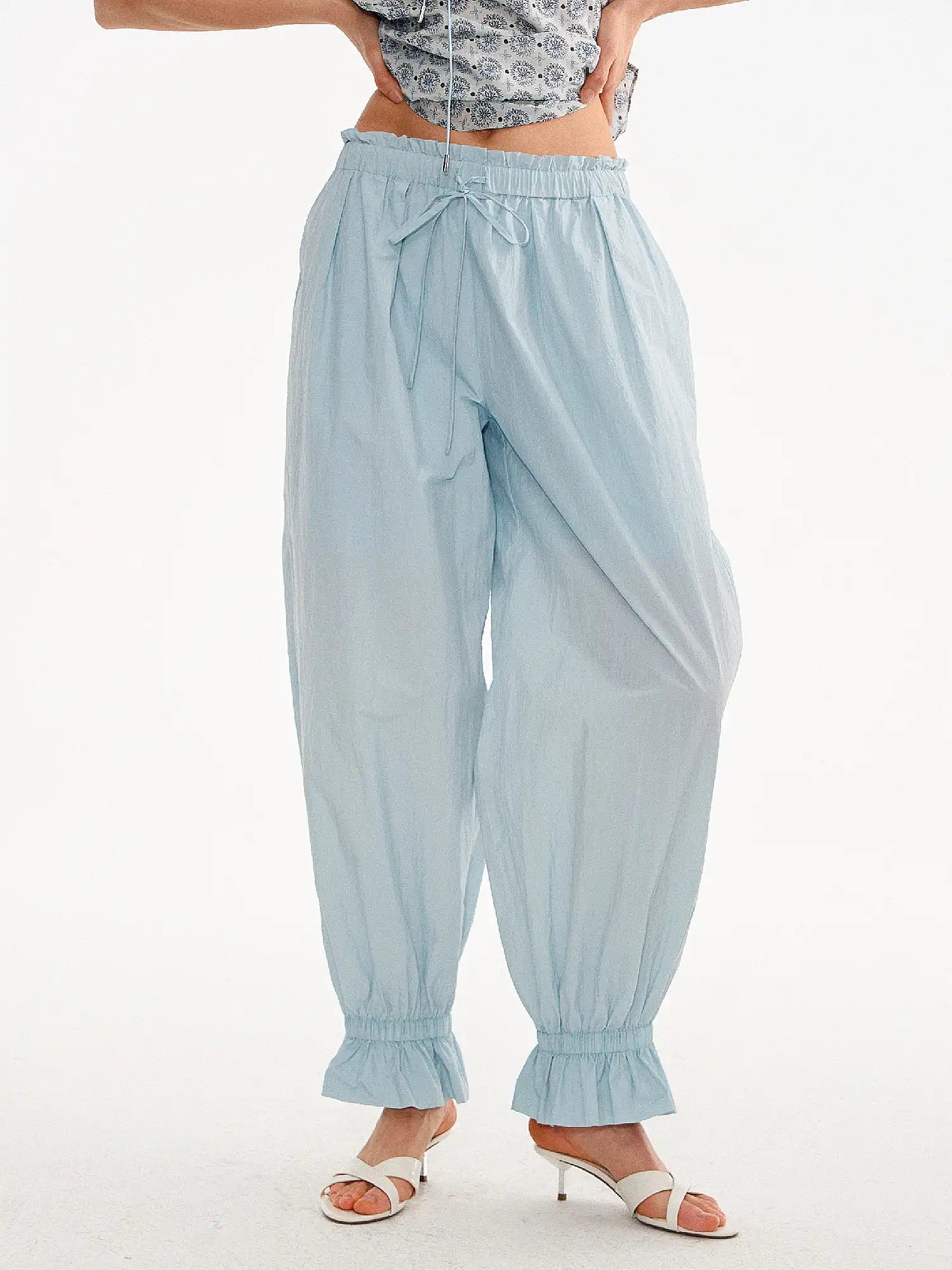 Muse Naps Ruffle Shirred Waist Lightweight Balloon Pants | Canton Collective