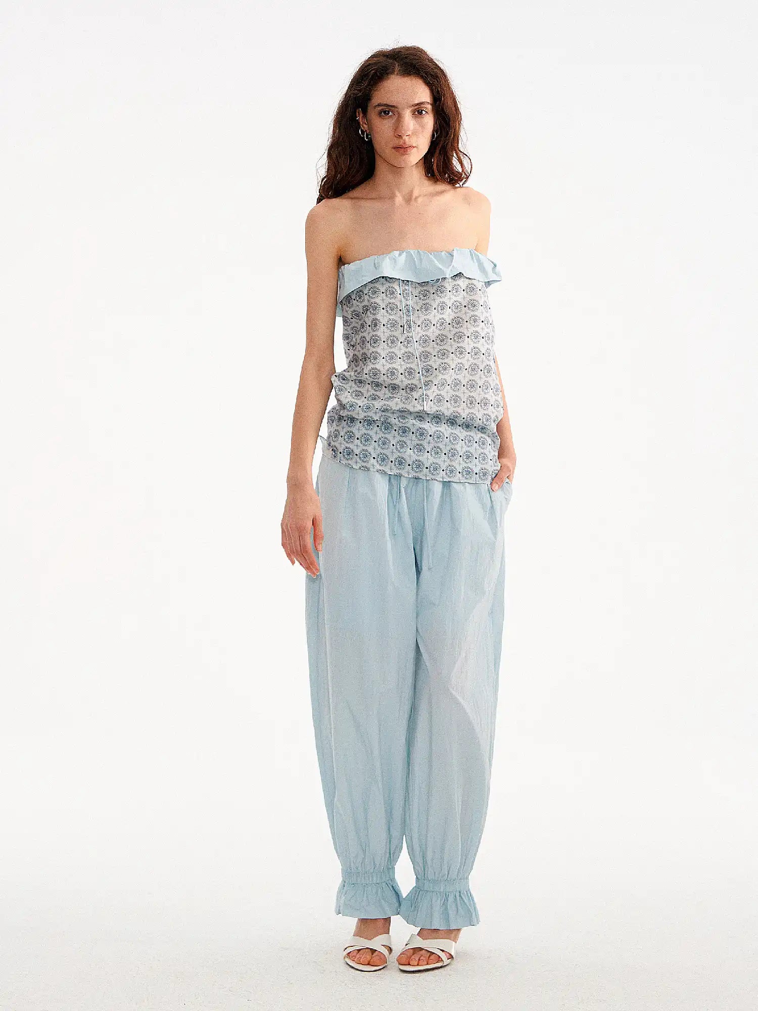 Muse Naps Ruffle Shirred Waist Lightweight Balloon Pants | Canton Collective