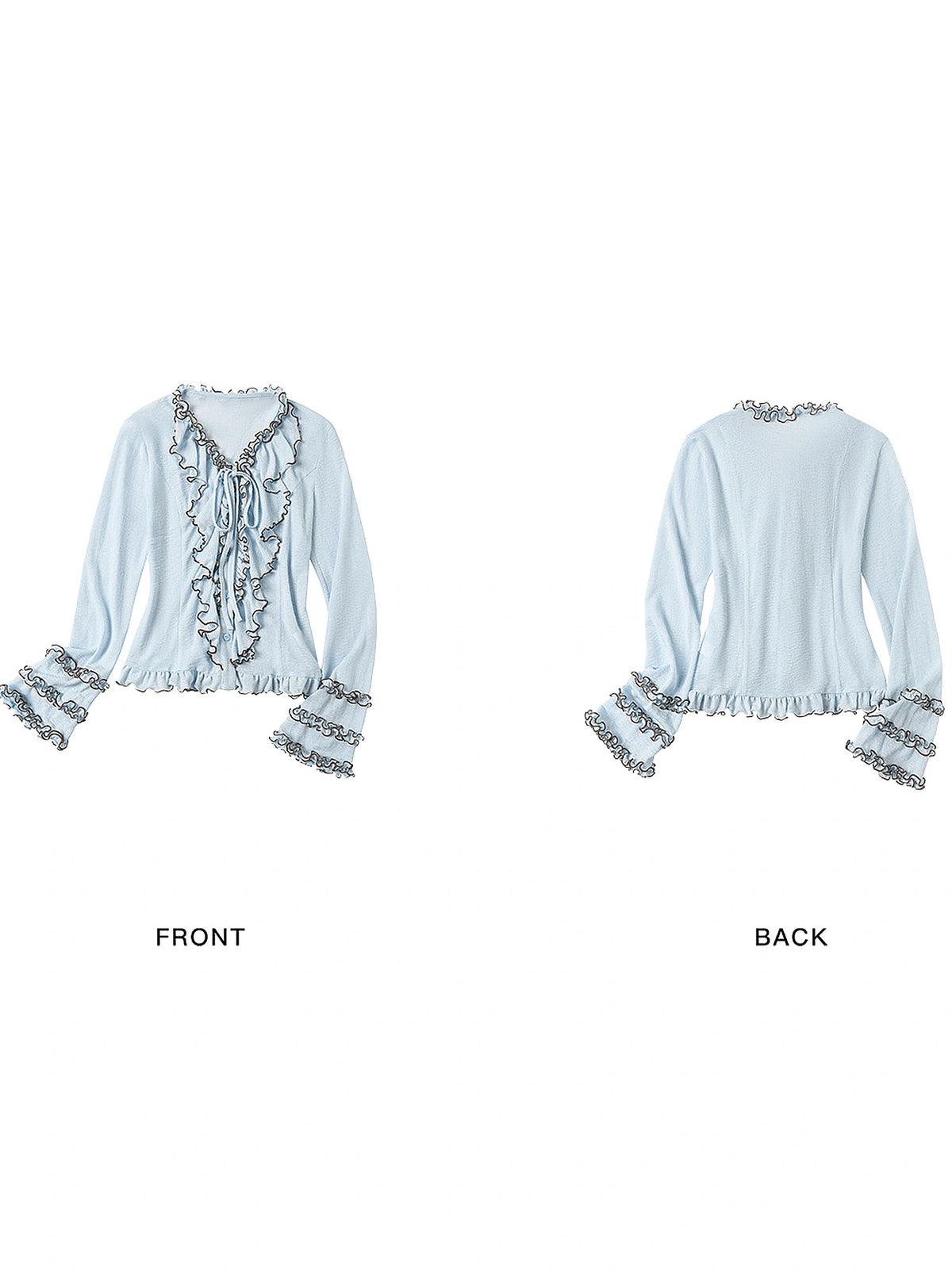 Outtheblue Ruffle Trim Bell Sleeve Sheer Cardigan | Canton Collective