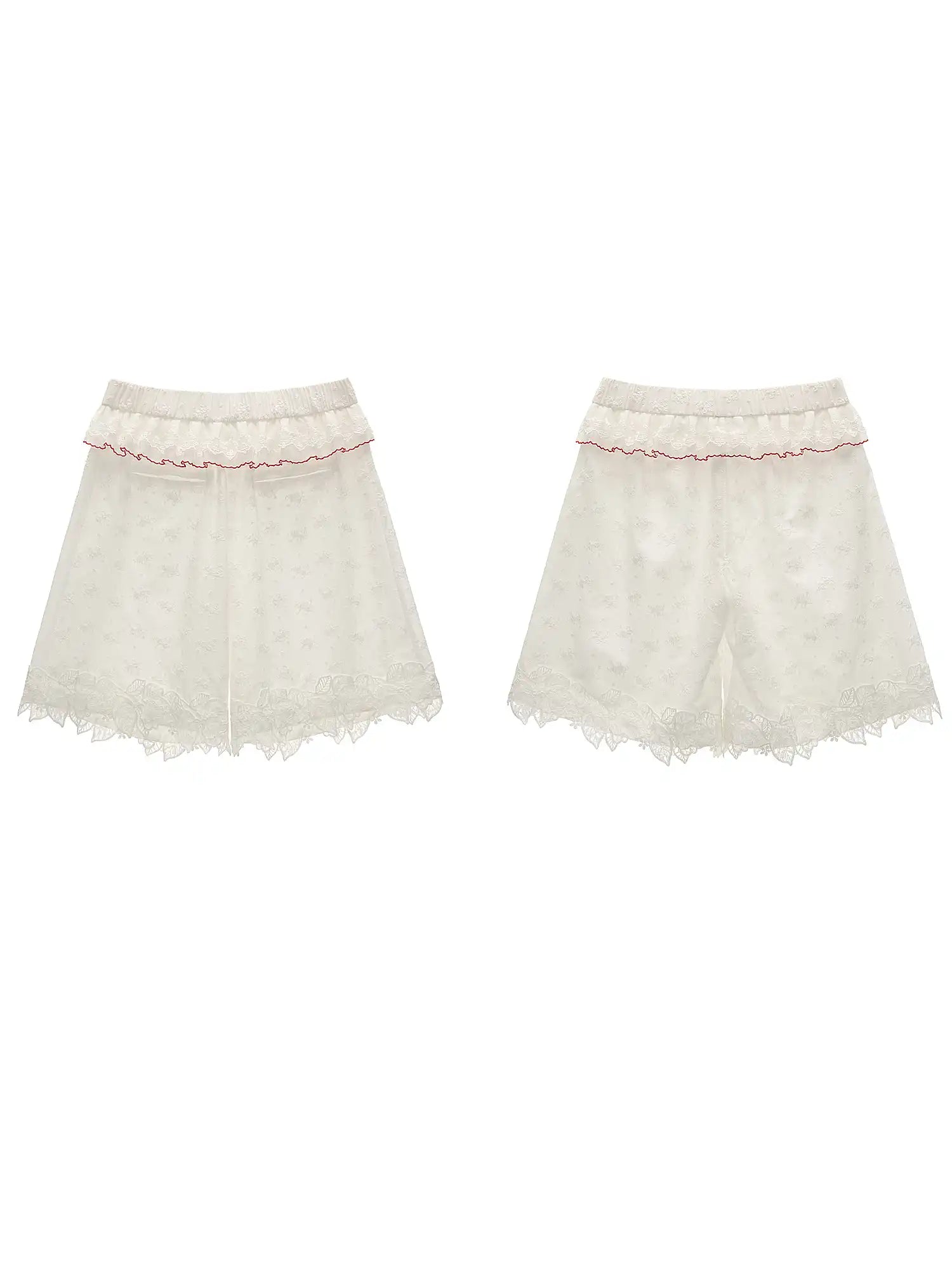 MAMC Ruffle Waist Eyelet Embroidered High-Waist Shorts | Canton Collective