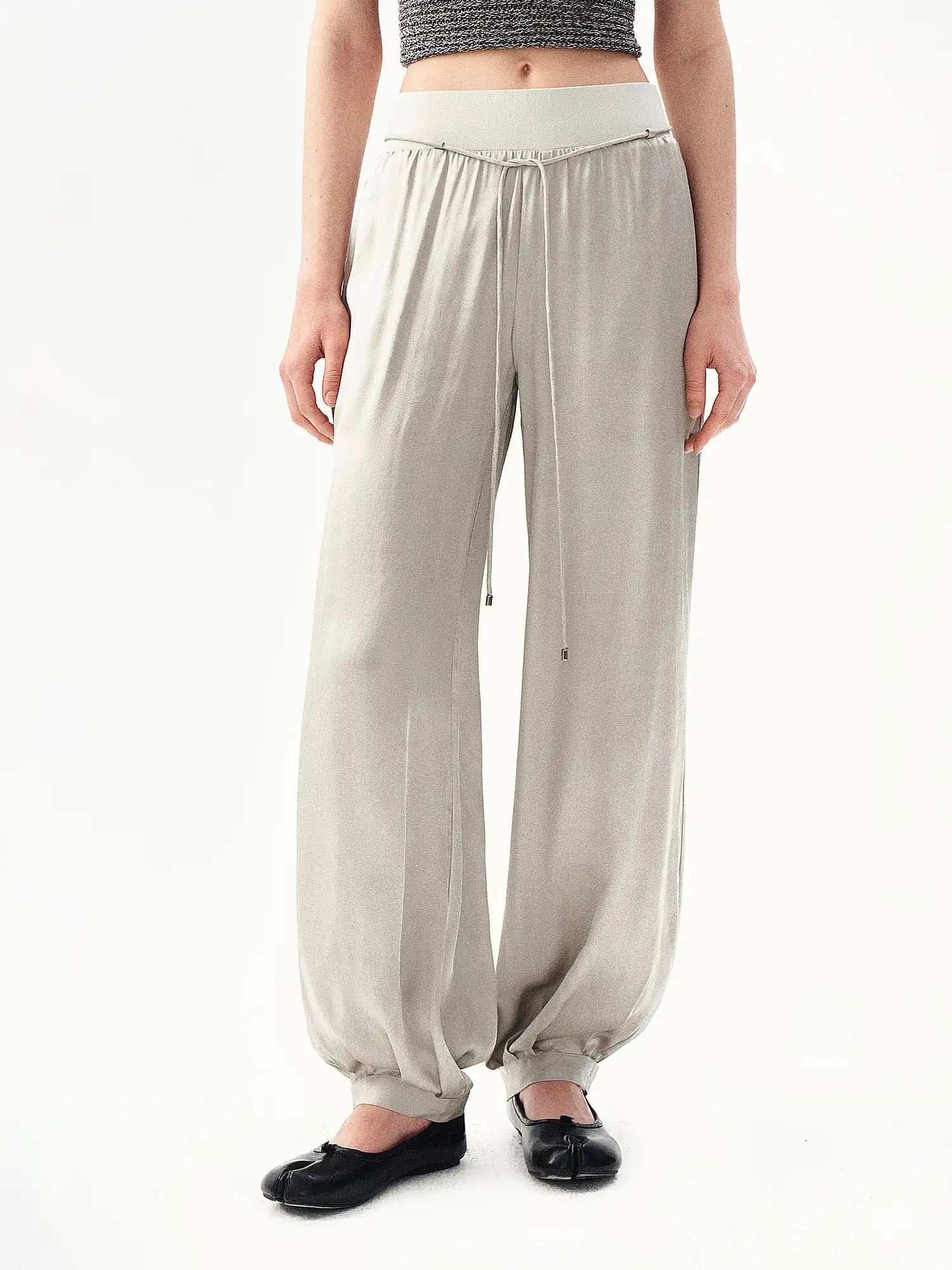 Ayo Satin-Feel Drawstring Lantern Pants | Canton Collective