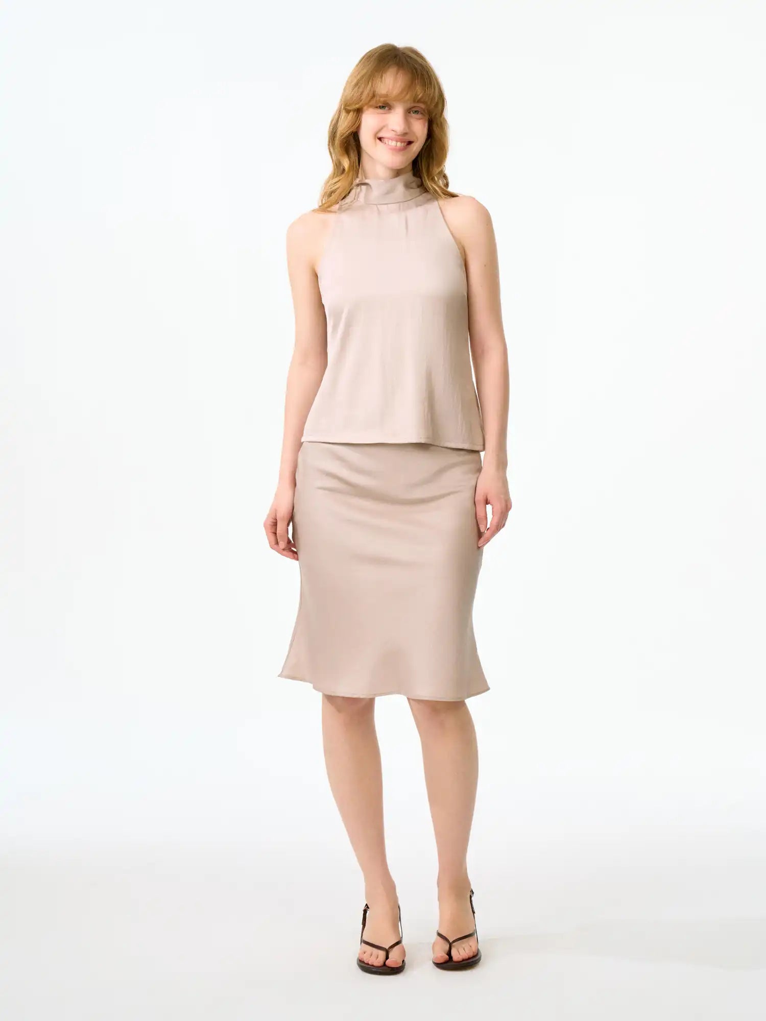 FIRST FLOOR Satin Bias Cut Mini Fishtail Skirt | Canton Collective