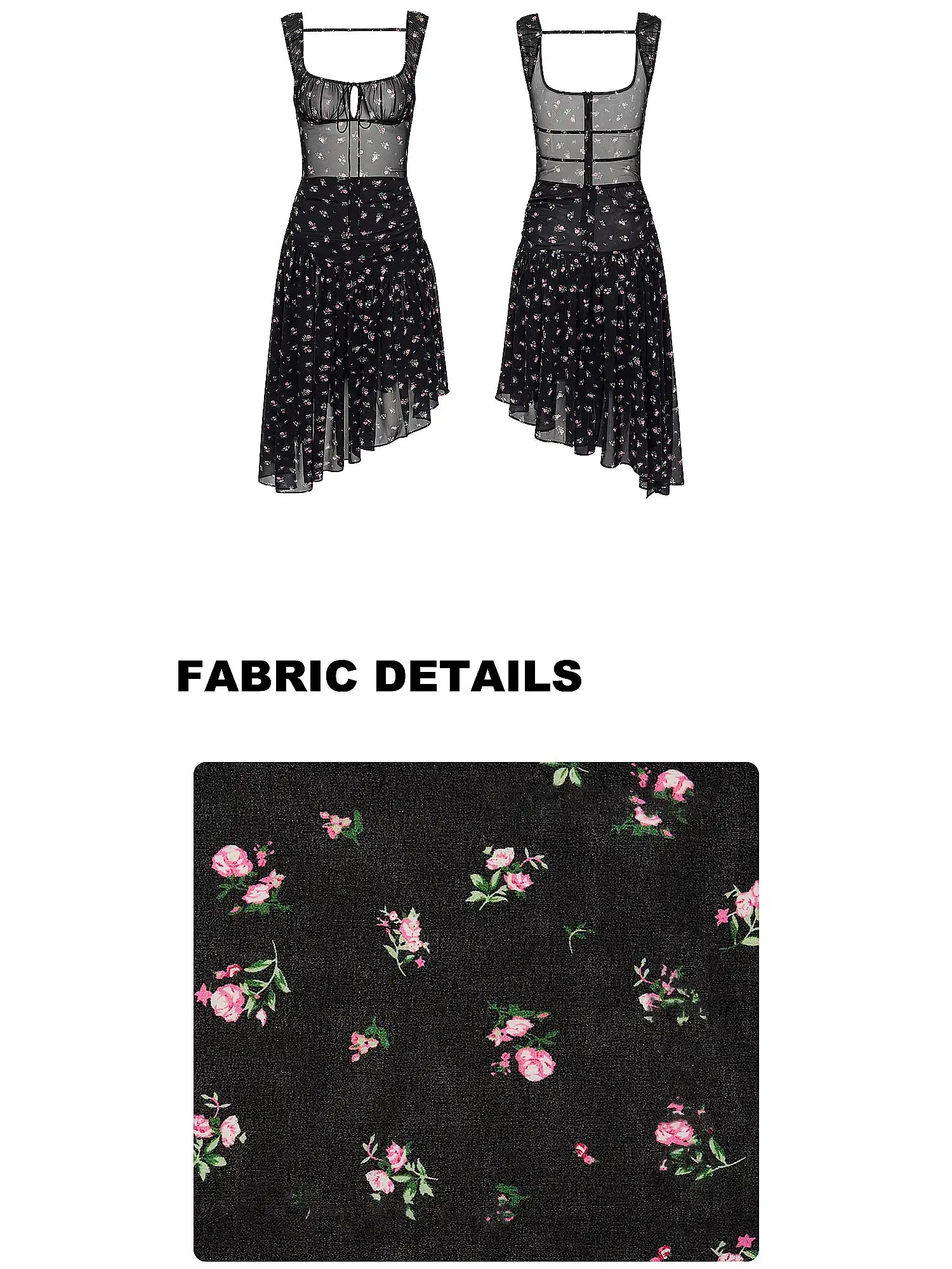 1Jinn Studio Semi-Sheer Open Back Black Floral Midi Dress | Canton Collective