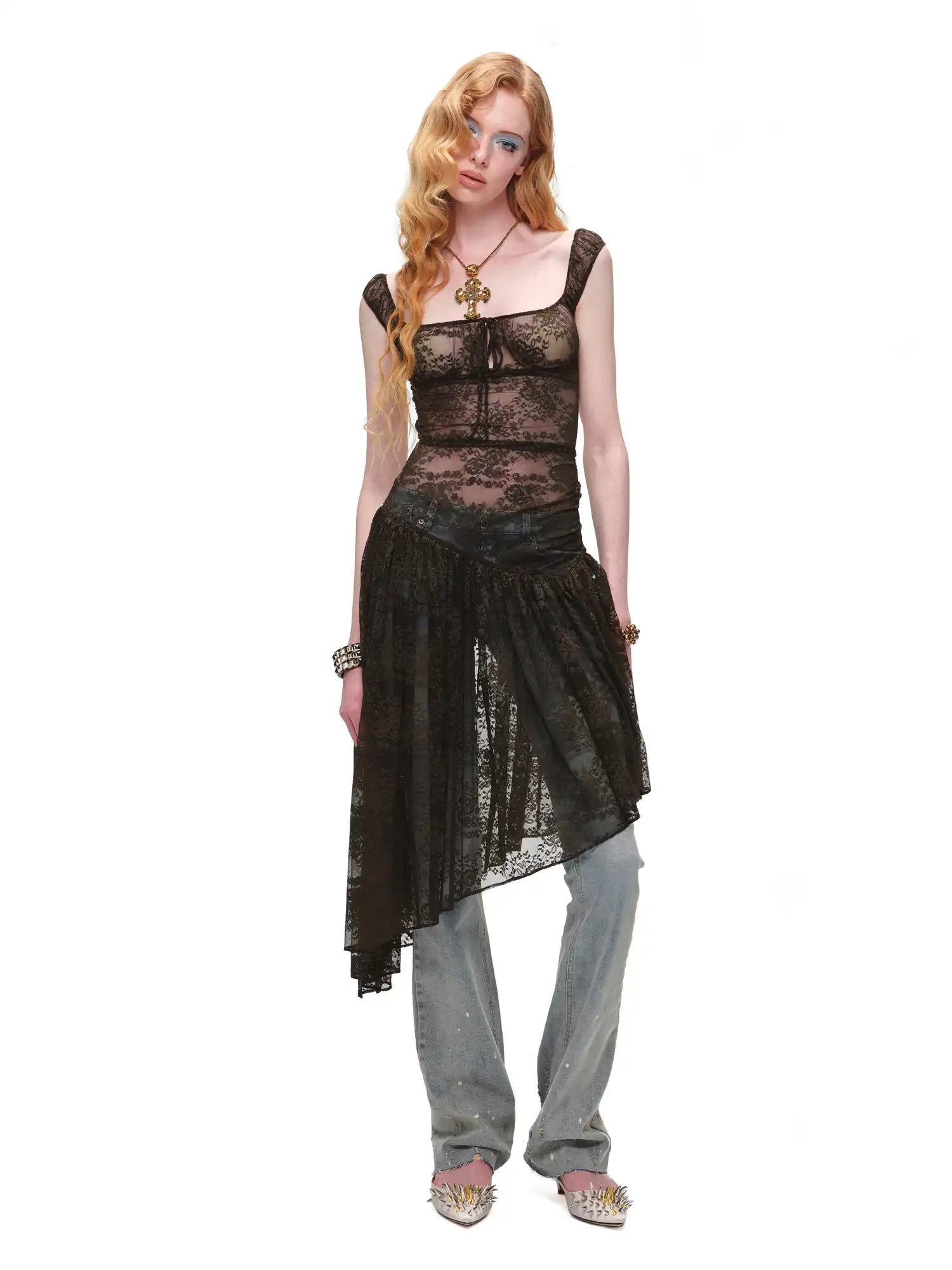 1Jinn Studio Semi-Sheer Open Back Stretch Lace Dress | Canton Collective