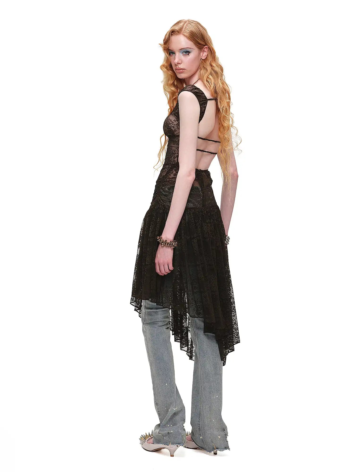 1Jinn Studio Semi-Sheer Open Back Stretch Lace Dress | Canton Collective