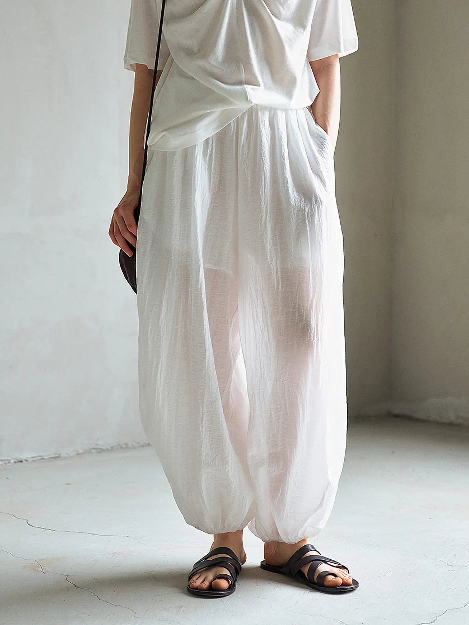 CantonCollective Design Semi Sheer Tencel Wide-Leg Balloon Pants | Canton Collective