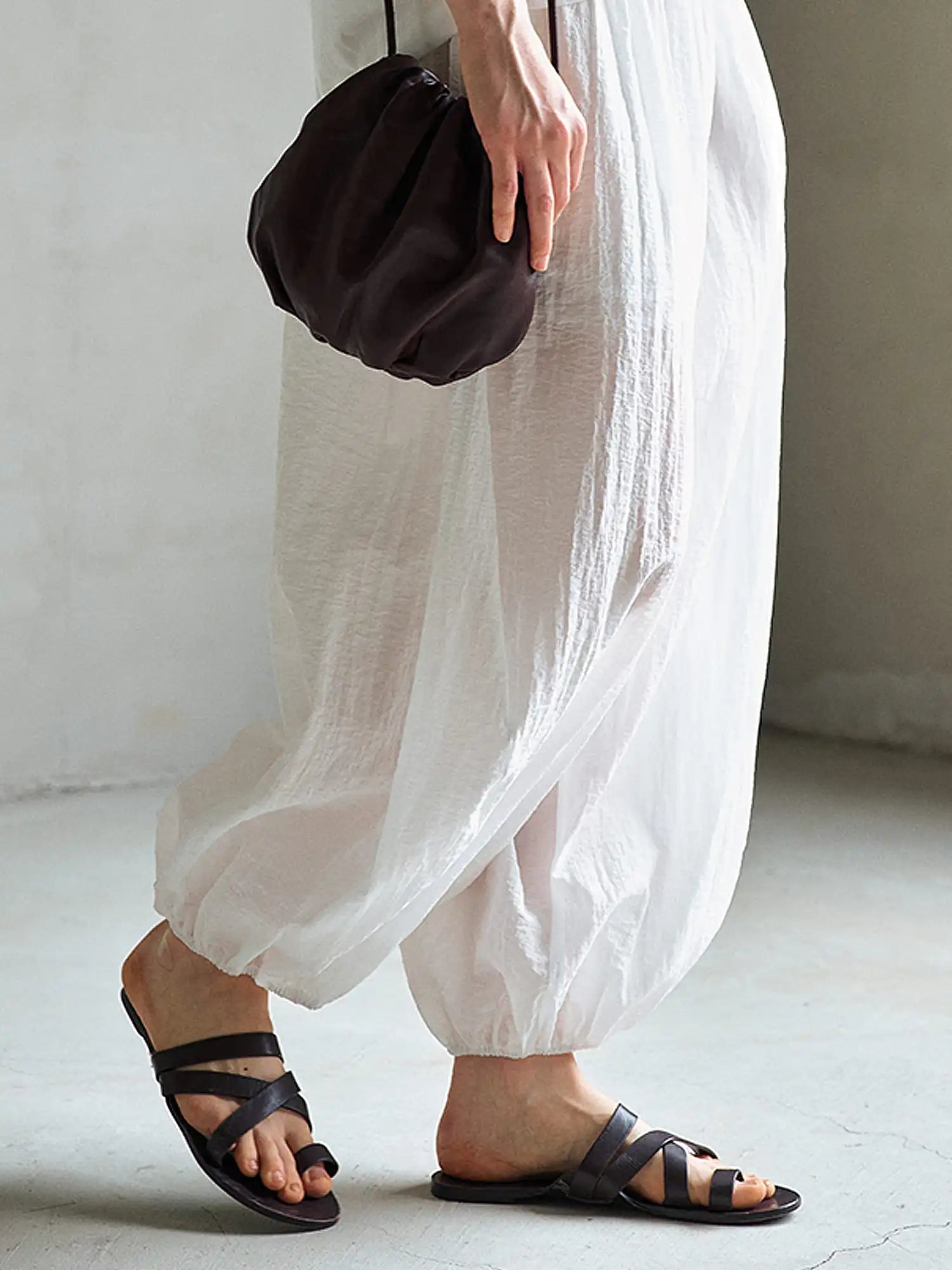 CantonCollective Design Semi Sheer Tencel Wide-Leg Balloon Pants | Canton Collective