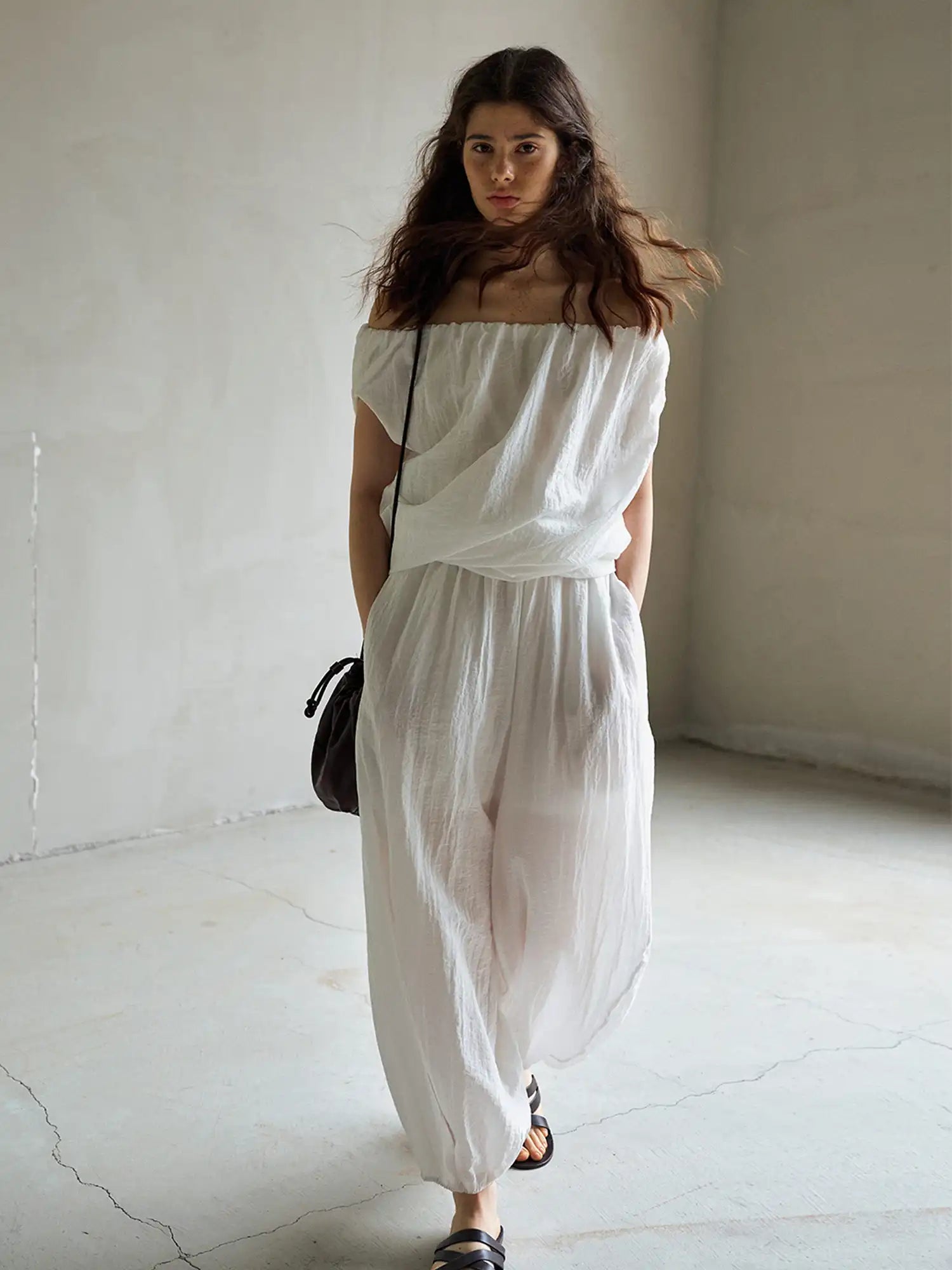CantonCollective Design Semi Sheer Tencel Wide-Leg Balloon Pants | Canton Collective