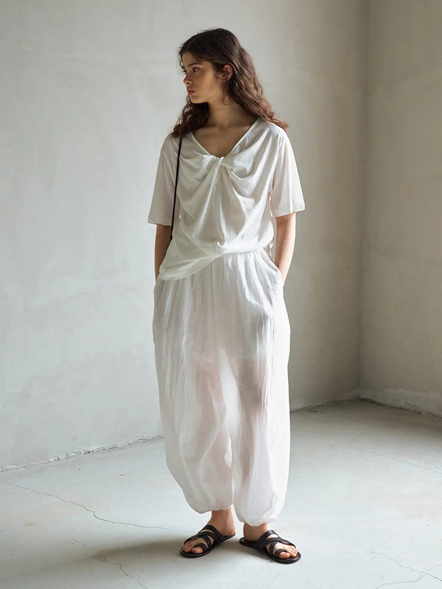 CantonCollective Design Semi Sheer Tencel Wide-Leg Balloon Pants | Canton Collective