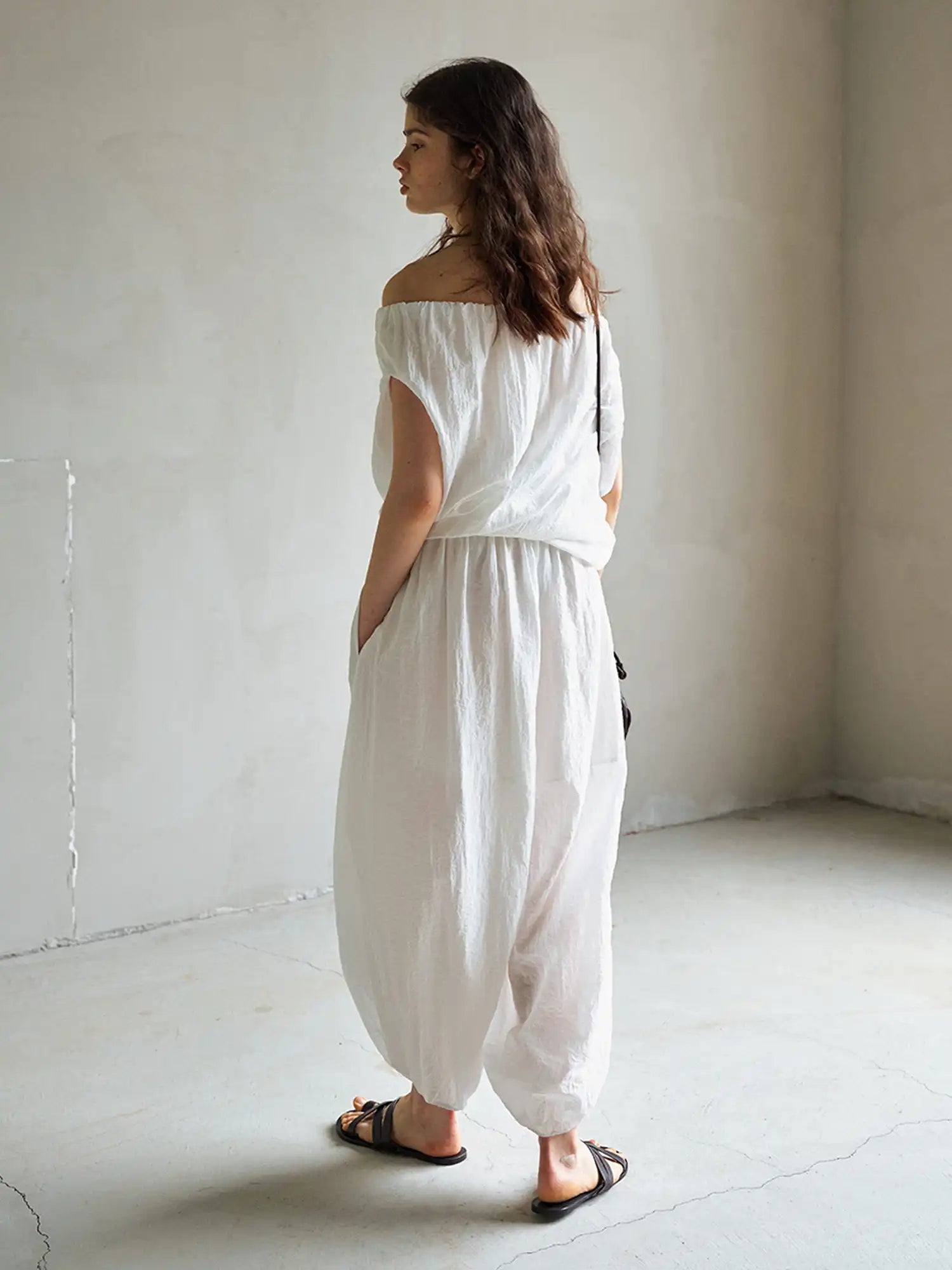 CantonCollective Design Semi Sheer Tencel Wide-Leg Balloon Pants | Canton Collective