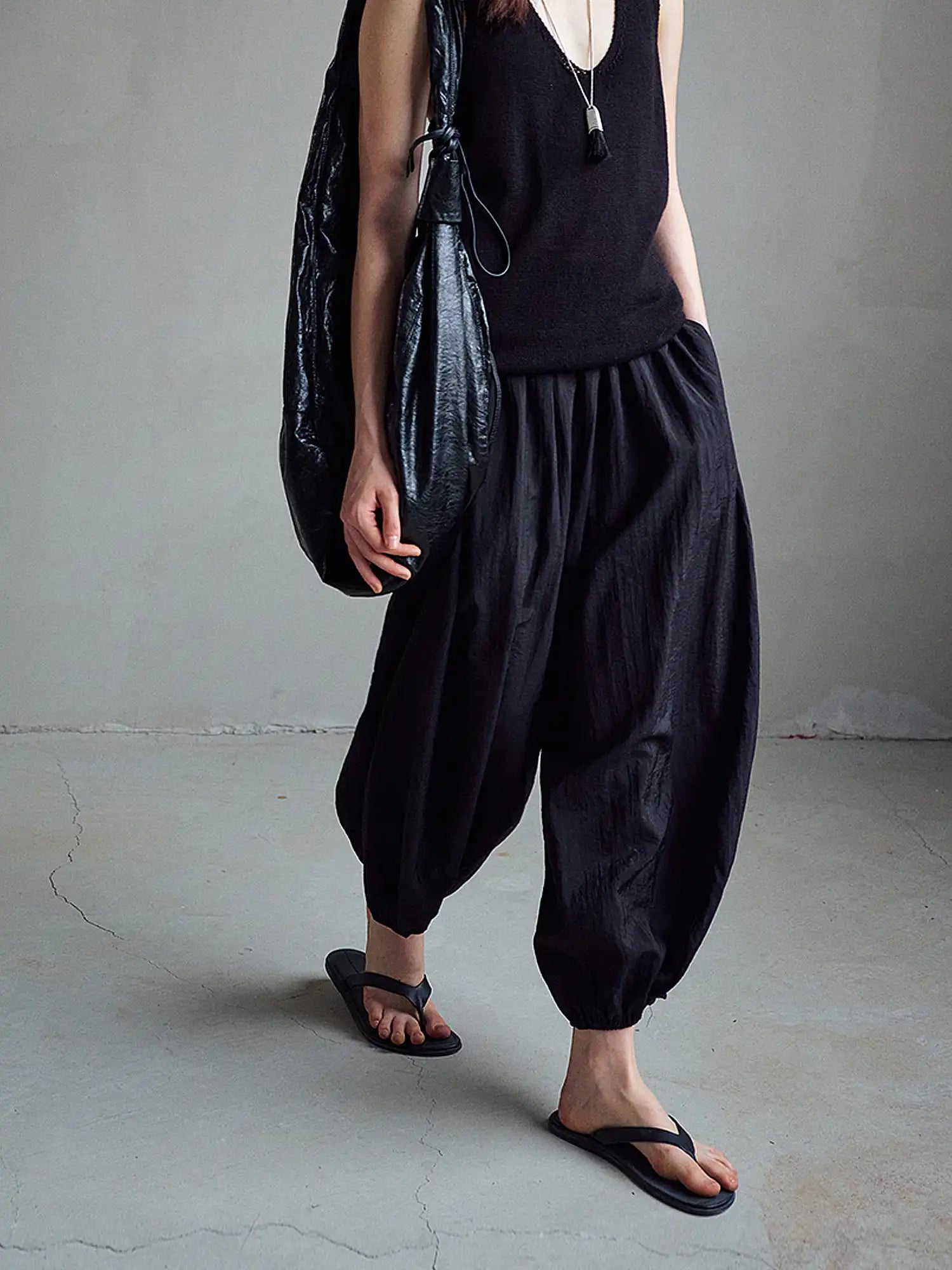 CantonCollective Design Semi Sheer Tencel Wide-Leg Balloon Pants | Canton Collective