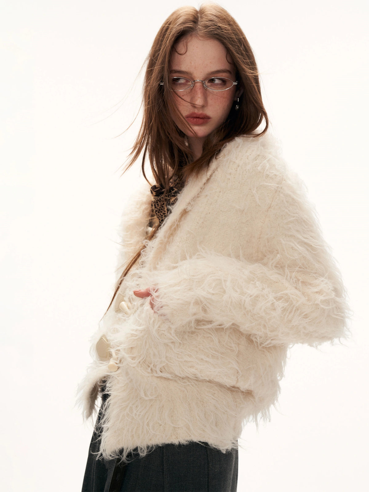 MAMC Shaggy Collared Button Up Fuzzy Cardigan | Canton Collective