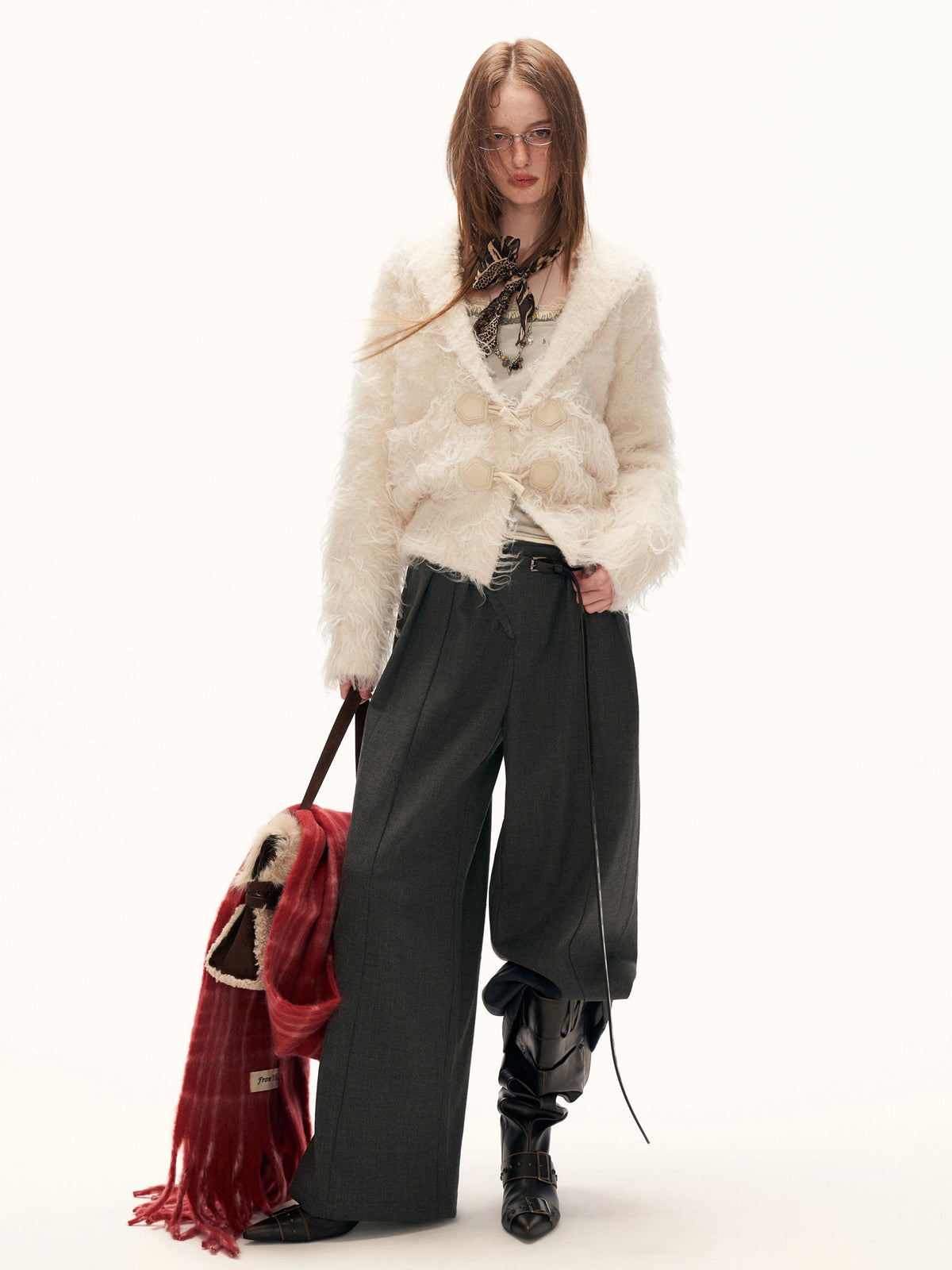 MAMC Shaggy Collared Button Up Fuzzy Cardigan | Canton Collective