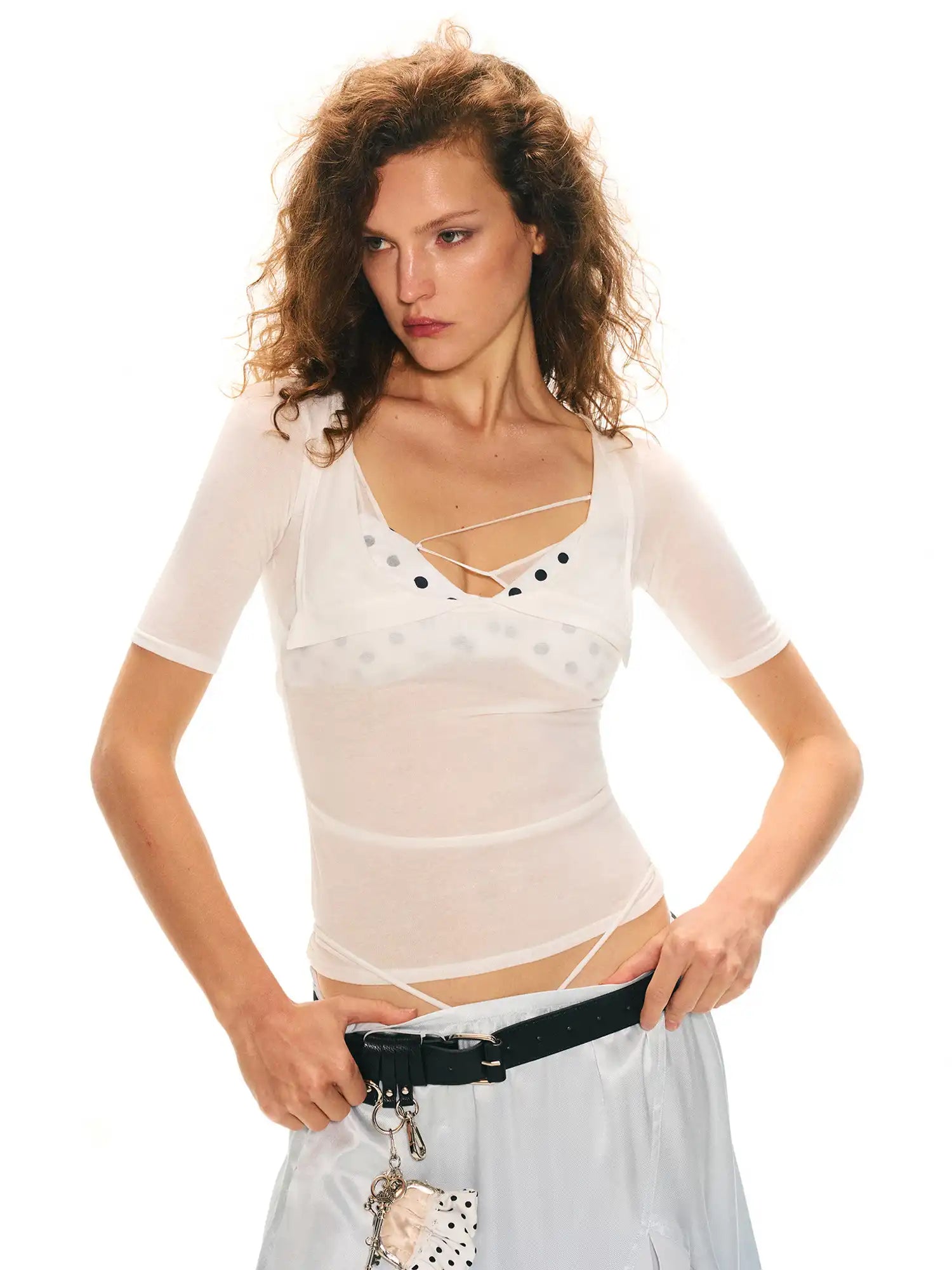 2th Desire Sheer Layered Half Sleeve Tee | Canton Collective