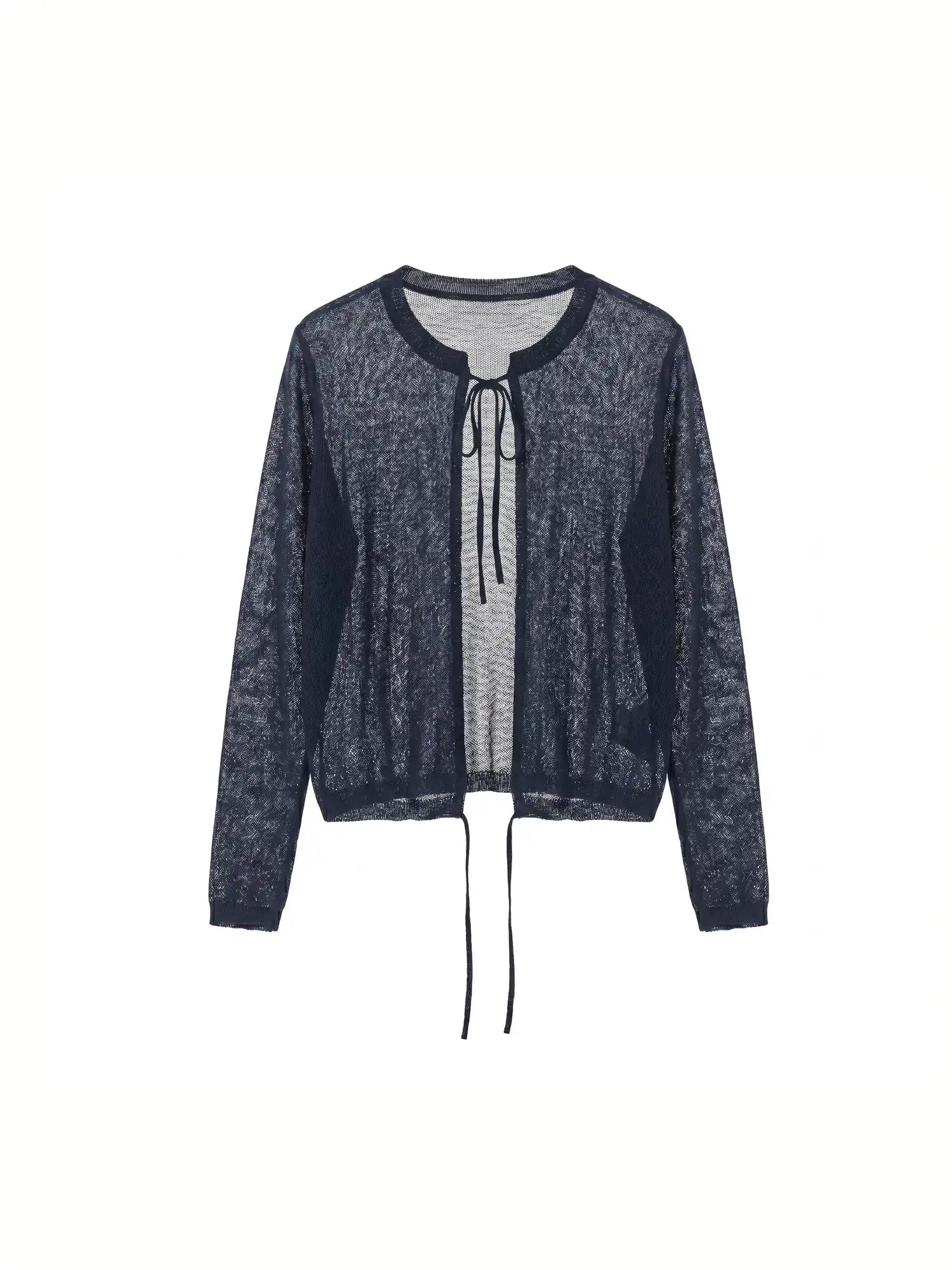 Muse Naps Sheer Open Knit Tie Front Cardigan | Canton Collective