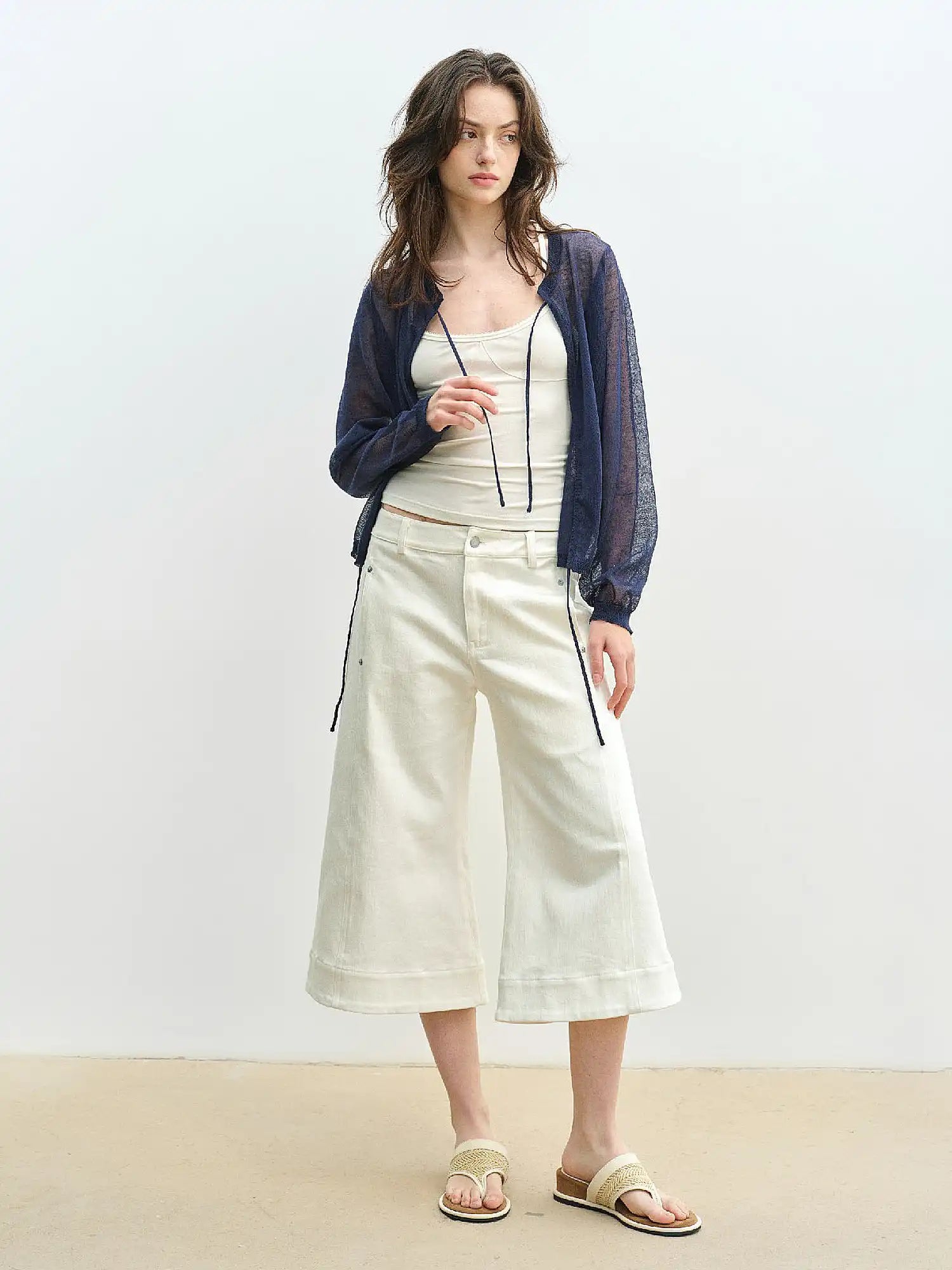 Muse Naps Sheer Open Knit Tie Front Cardigan | Canton Collective