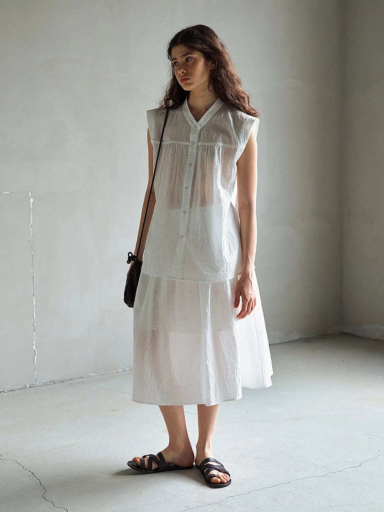 CantonCollective Design Sheer Sleeveless Button Down Shirt | Canton Collective