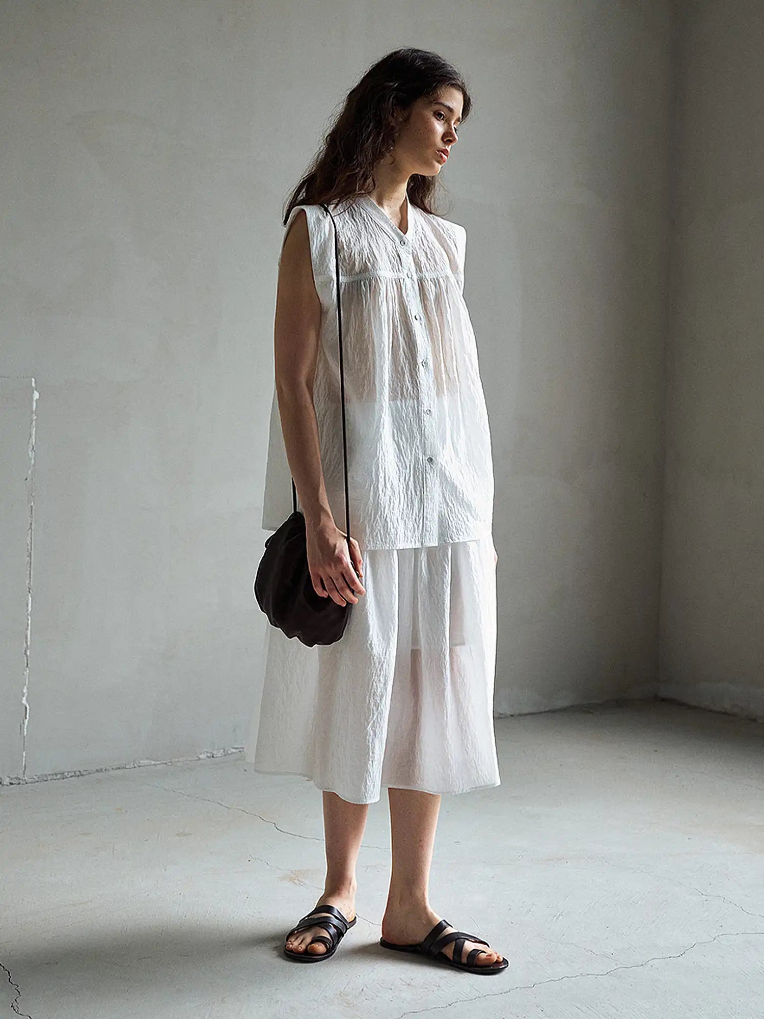CantonCollective Design Sheer Sleeveless Button Down Shirt | Canton Collective